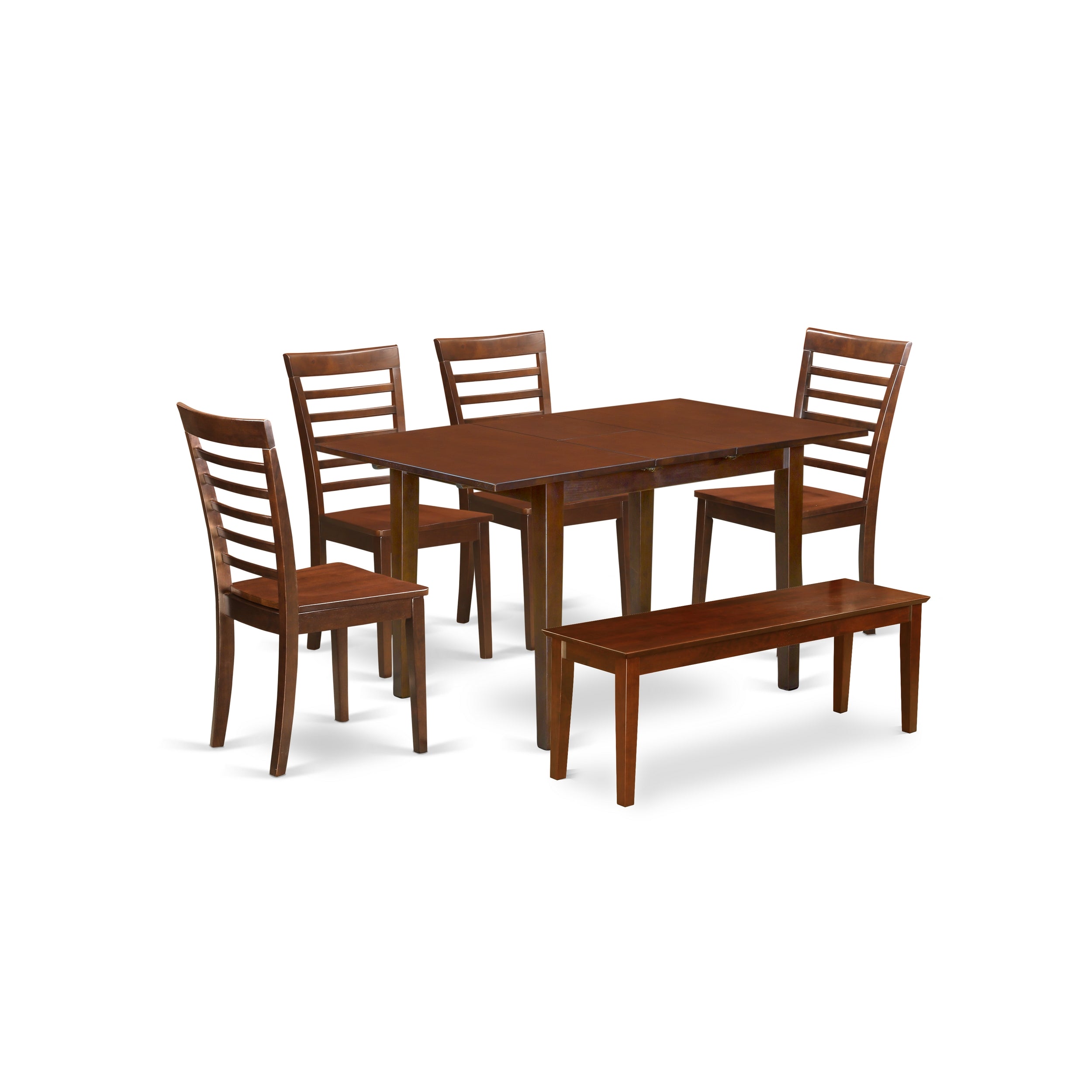 NOML6C-MAH-W 6 Pc Kitchen dinette set - Table and 4 Kitchen Dining Chairs plus Bench