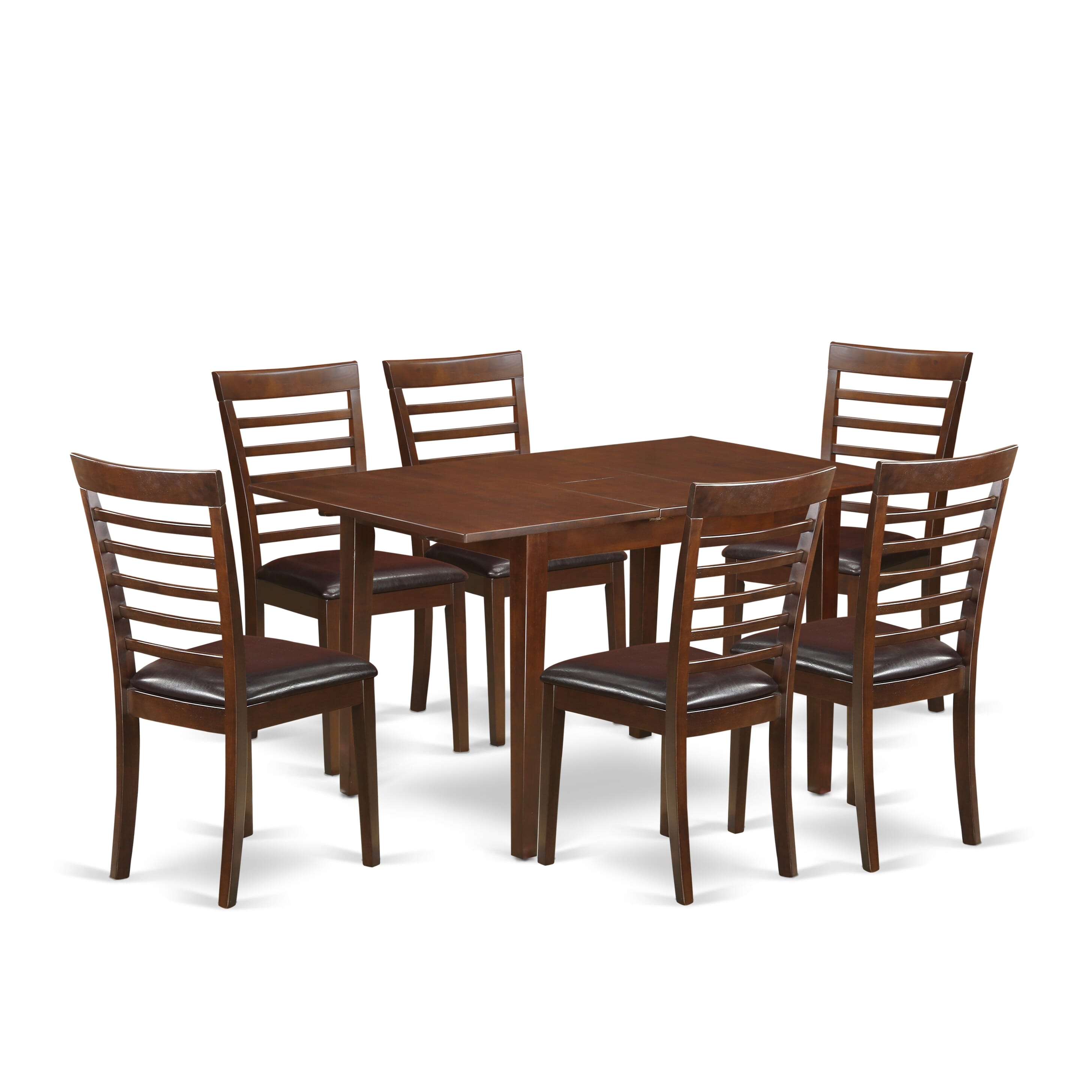 NOML7-MAH-LC 7 Pc small Table set - Kitchen Table with Leaf and 6 Kitchen Dining Chairs
