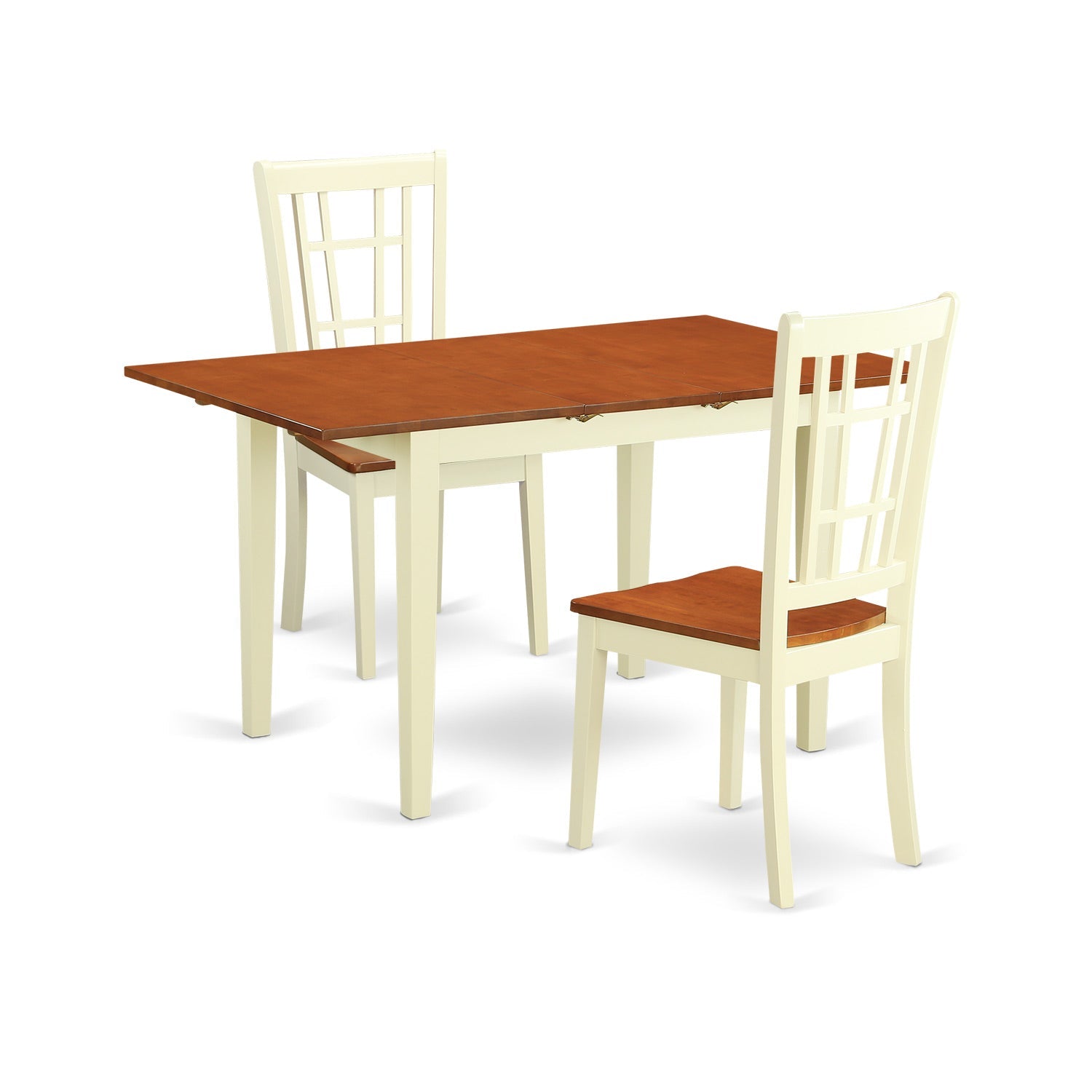 NONI3-WHI-W 3 Pc Dining room set for 2-Table and 2 Kitchen Dining Chairs