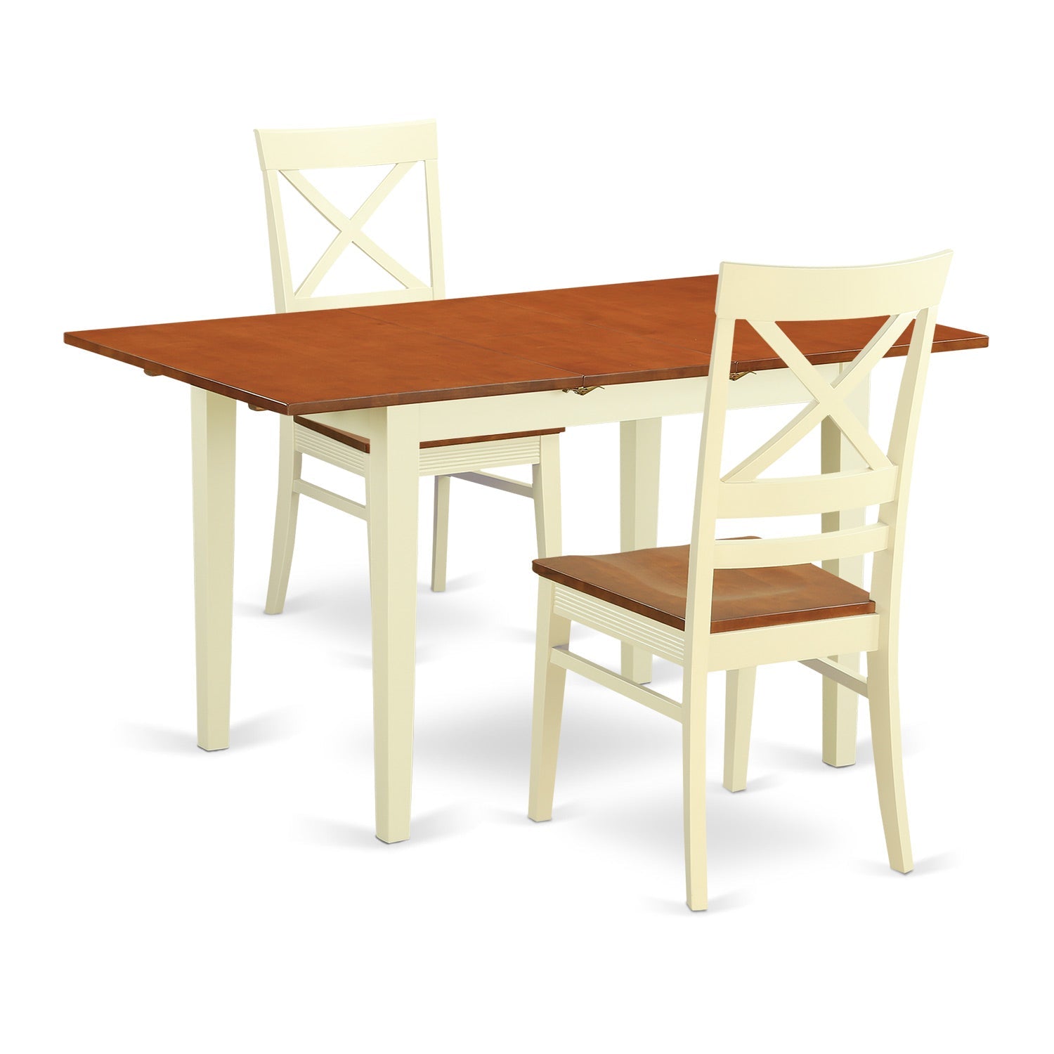 NOQU3-WHI-W 3 Pc Table and chair set for 2-Table and 2 Kitchen Dining Chairs
