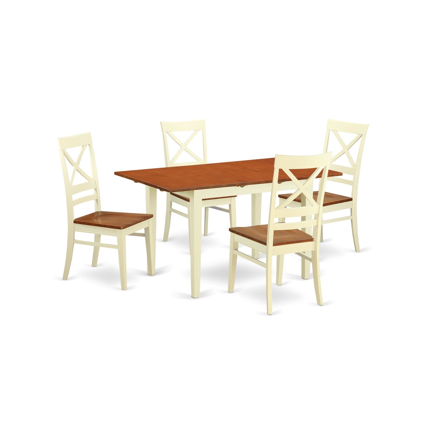 NOQU5-WHI-W 5 Pc small Kitchen Table set for 4-Table and 4 Kitchen Chairs