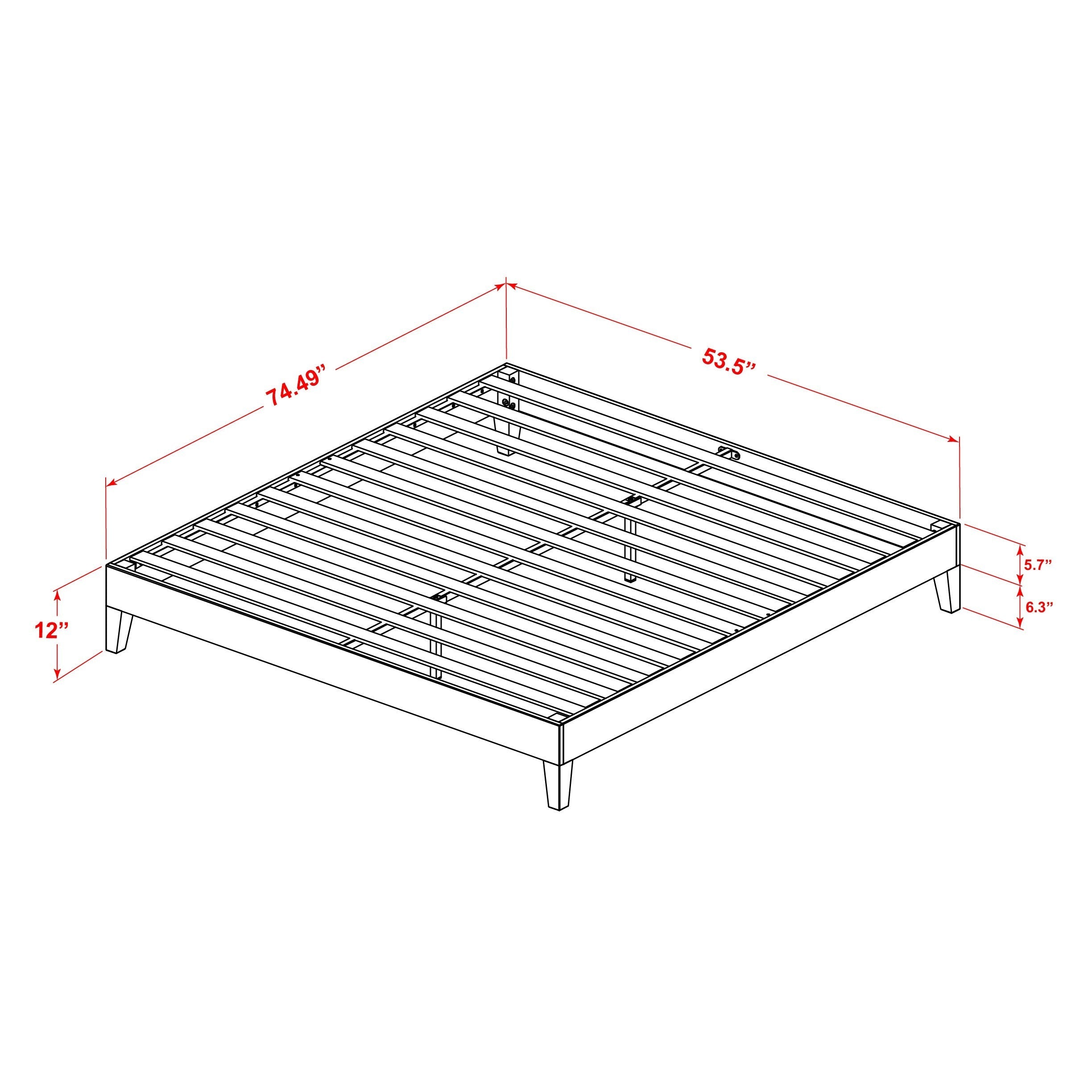 East West Furniture NVP-22-F Full Size Bed Frame with 4 Hardwood Legs and 2 Extra Center Legs - Walnut Finish