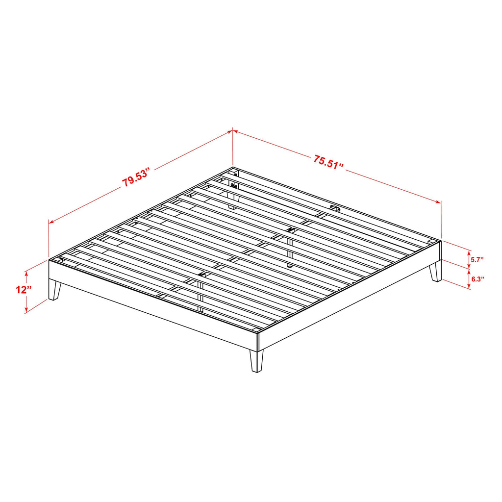 East West Furniture NVP-22-K Platform Bed Frame with 4 Hardwood Legs and 2 Extra Center Legs - Walnut Finish