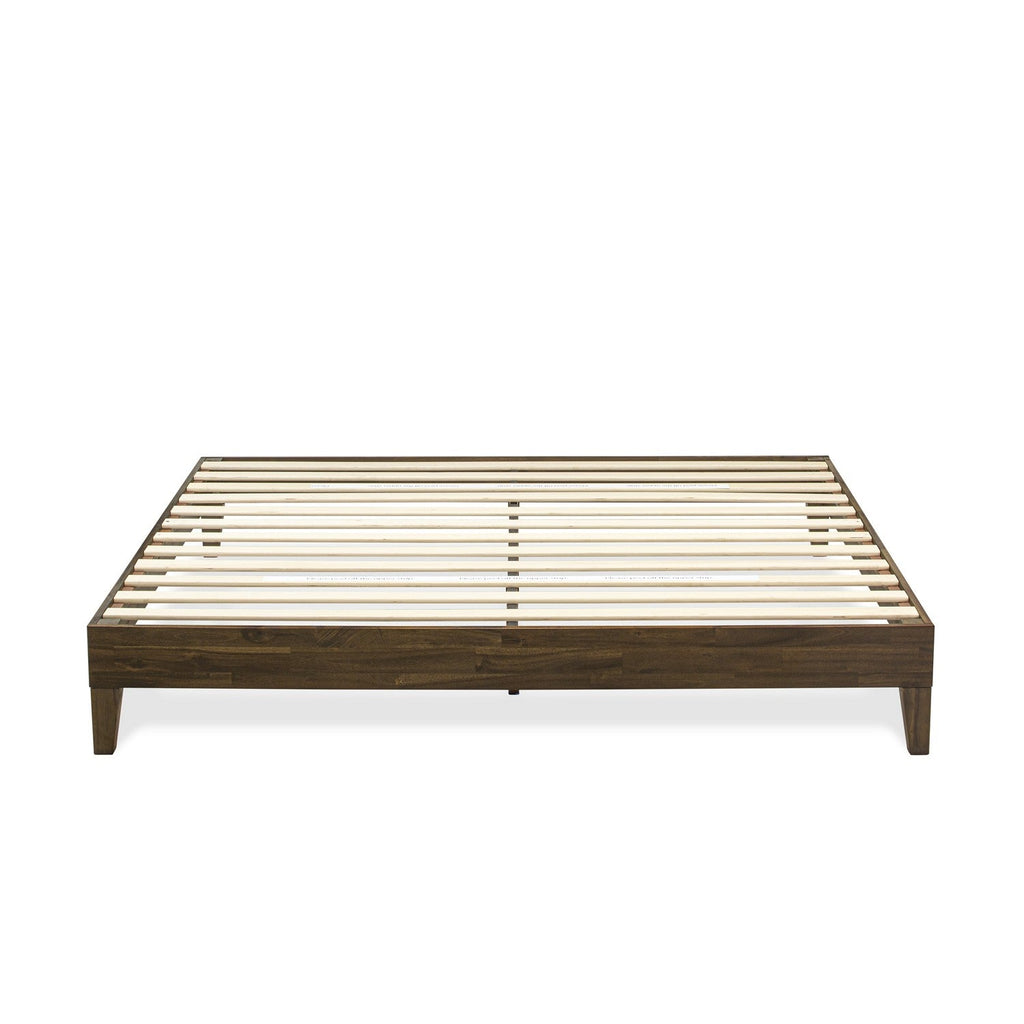 Base de cama East West Furniture NVP-22-K con 4 patas de madera noble y 2 patas centrales adicionales - Acabado nogal
