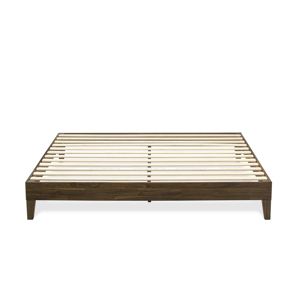 East West Furniture NVP-22-K Platform Bed Frame with 4 Hardwood Legs and 2 Extra Center Legs - Walnut Finish