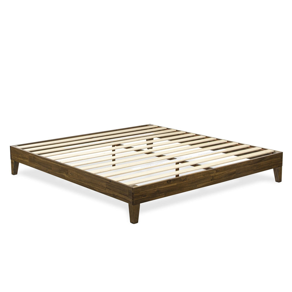 Base de cama East West Furniture NVP-22-K con 4 patas de madera noble y 2 patas centrales adicionales - Acabado nogal