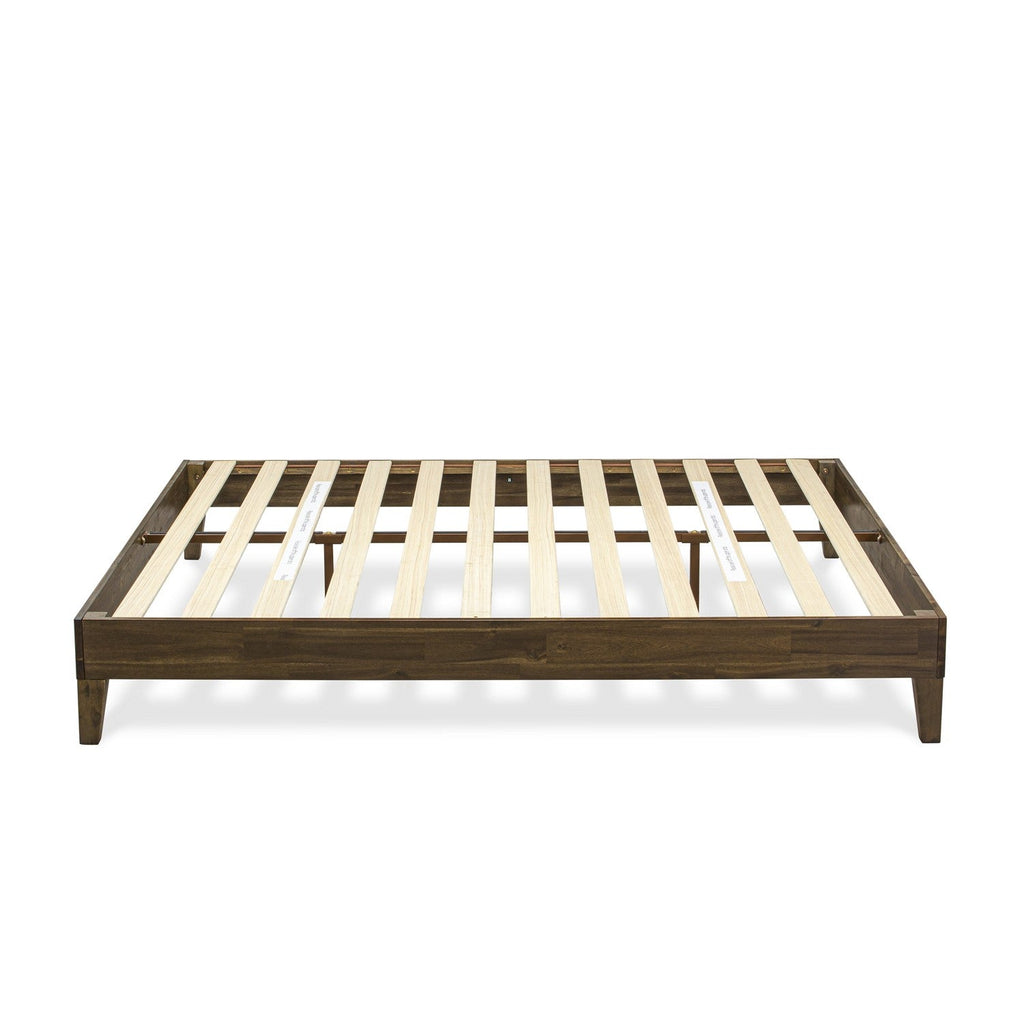 East West Furniture NVP-22-K Platform Bed Frame with 4 Hardwood Legs and 2 Extra Center Legs - Walnut Finish