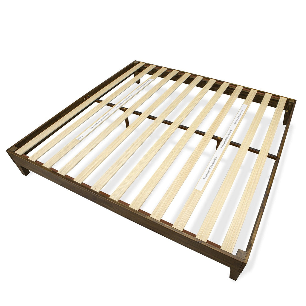 Base de cama East West Furniture NVP-22-K con 4 patas de madera noble y 2 patas centrales adicionales - Acabado nogal