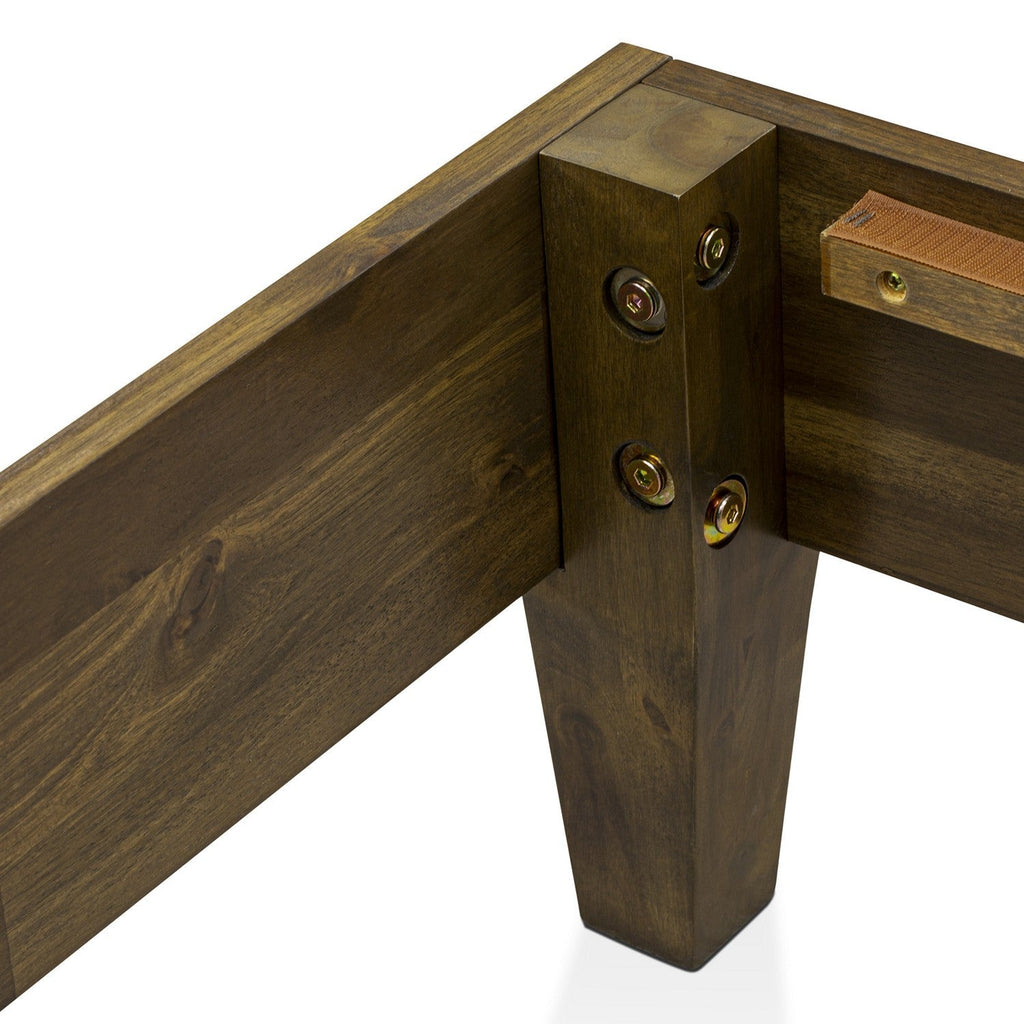 Base de cama East West Furniture NVP-22-K con 4 patas de madera noble y 2 patas centrales adicionales - Acabado nogal