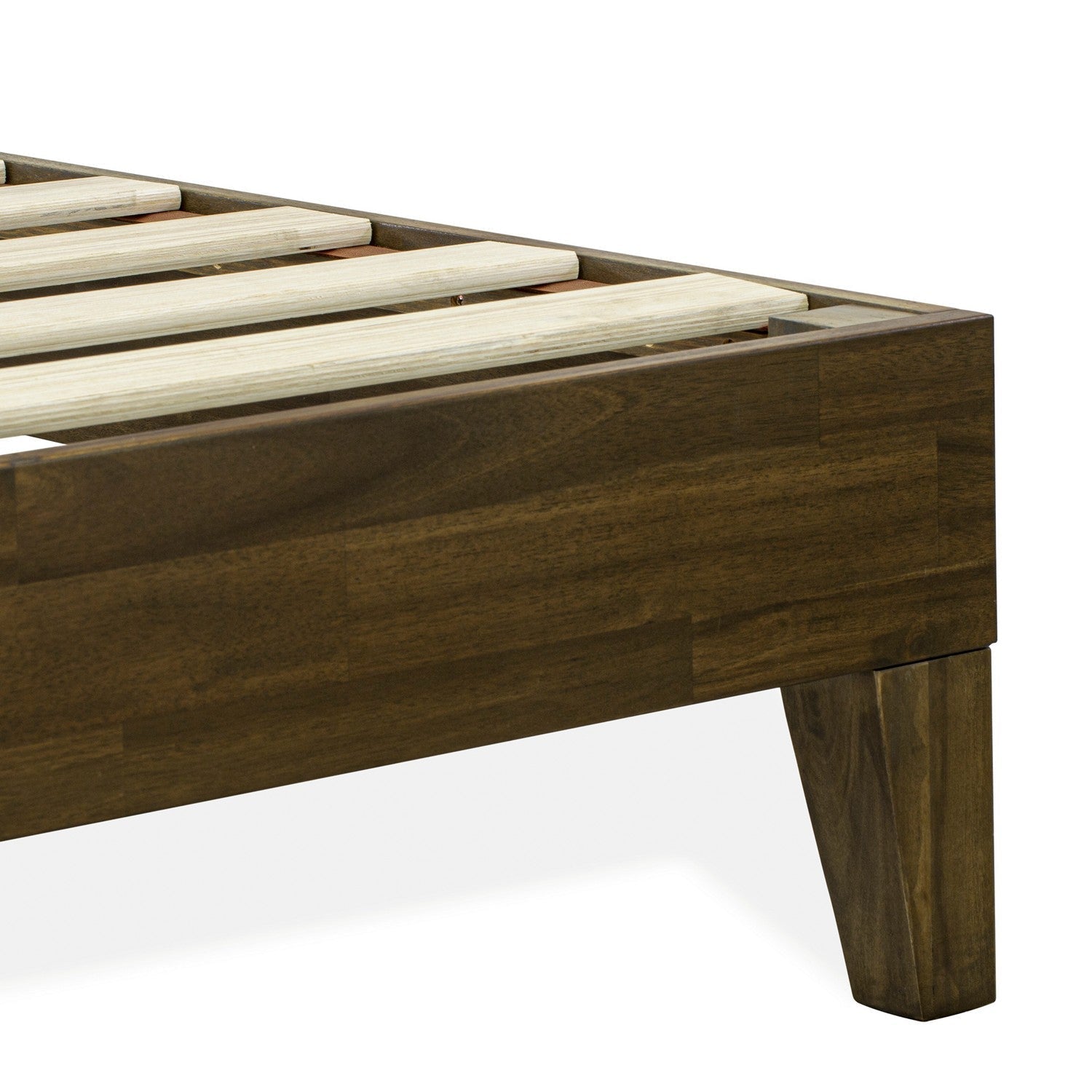 Base de cama East West Furniture NVP-22-K con 4 patas de madera noble y 2 patas centrales adicionales - Acabado nogal