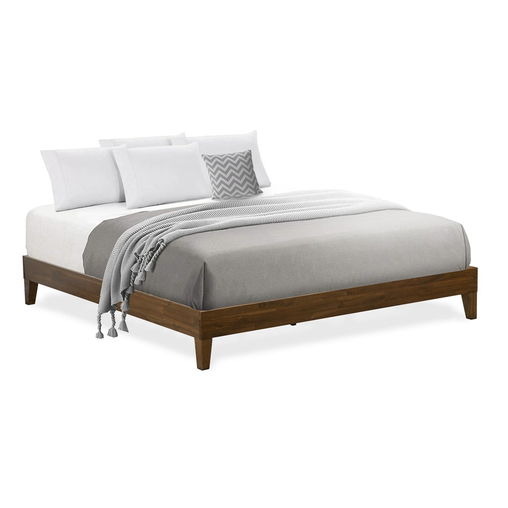Base de cama East West Furniture NVP-22-K con 4 patas de madera noble y 2 patas centrales adicionales - Acabado nogal