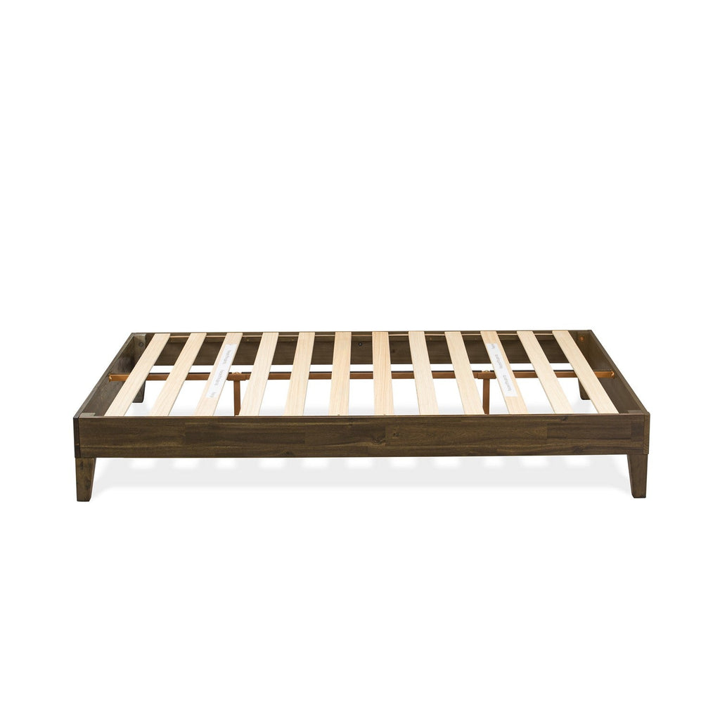 East West Furniture NVP-22-Q Queen Size Bed Frame with 4 Solid Wood Legs and 2 Extra Center Legs - Walnut Finish