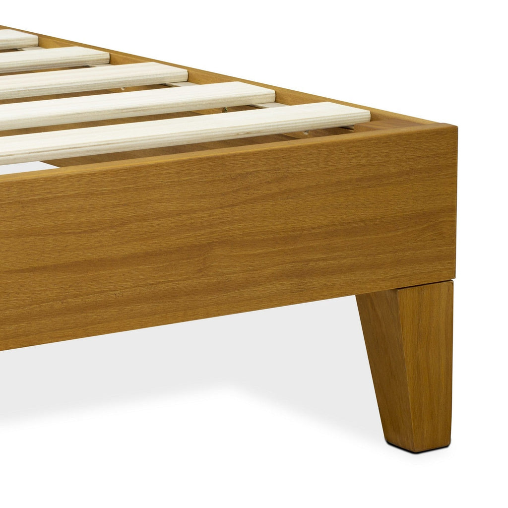 East West Furniture NVP-23-F Full Platform Bed Frame with 4 Solid Wood Legs and 2 Extra Center Legs - Oak Finish