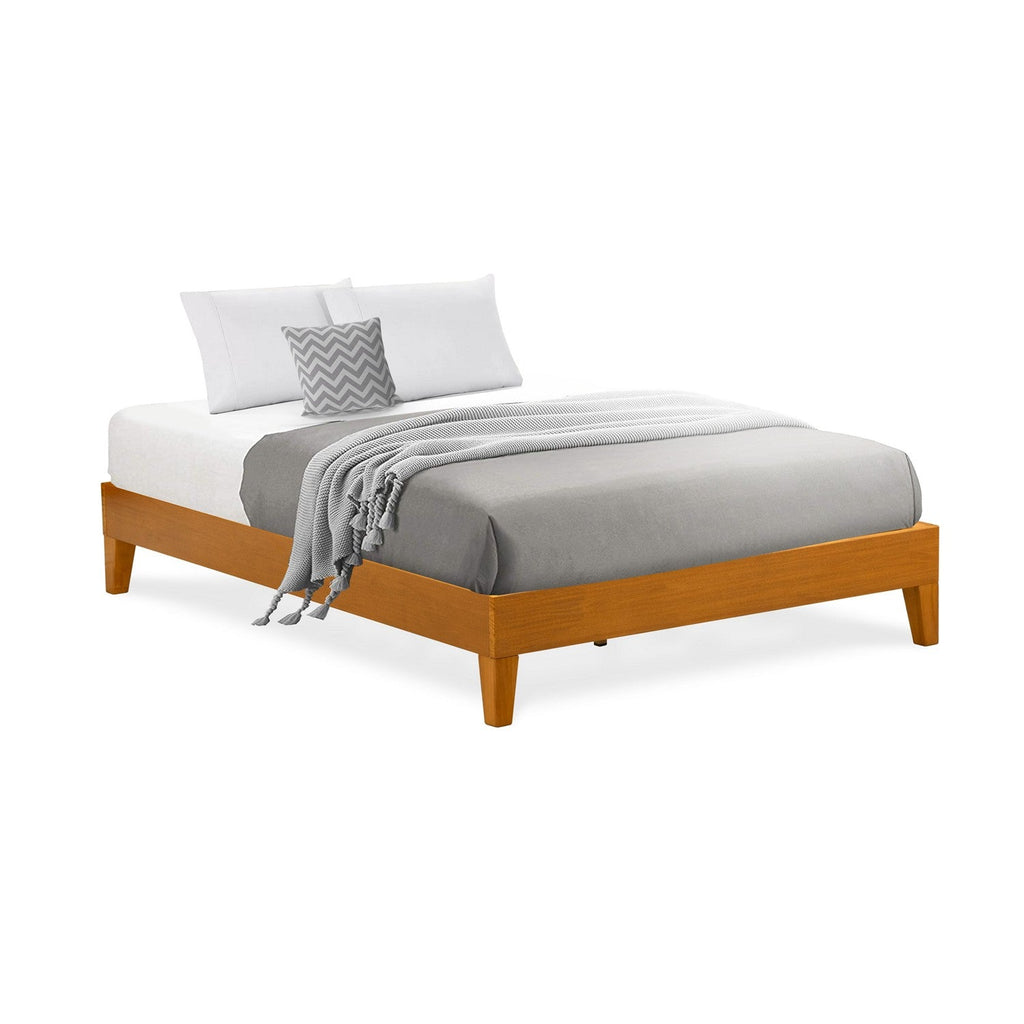 East West Furniture NVP-23-F Full Platform Bed Frame with 4 Solid Wood Legs and 2 Extra Center Legs - Oak Finish