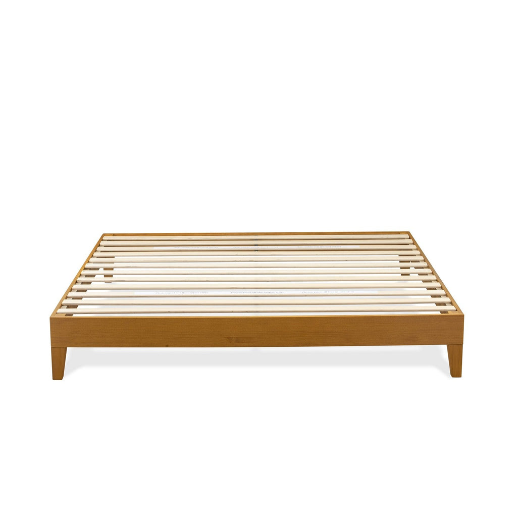 Marco de cama tamaño king East West Furniture NVP-23-K con 4 patas de madera noble y 2 patas centrales adicionales - Acabado en roble