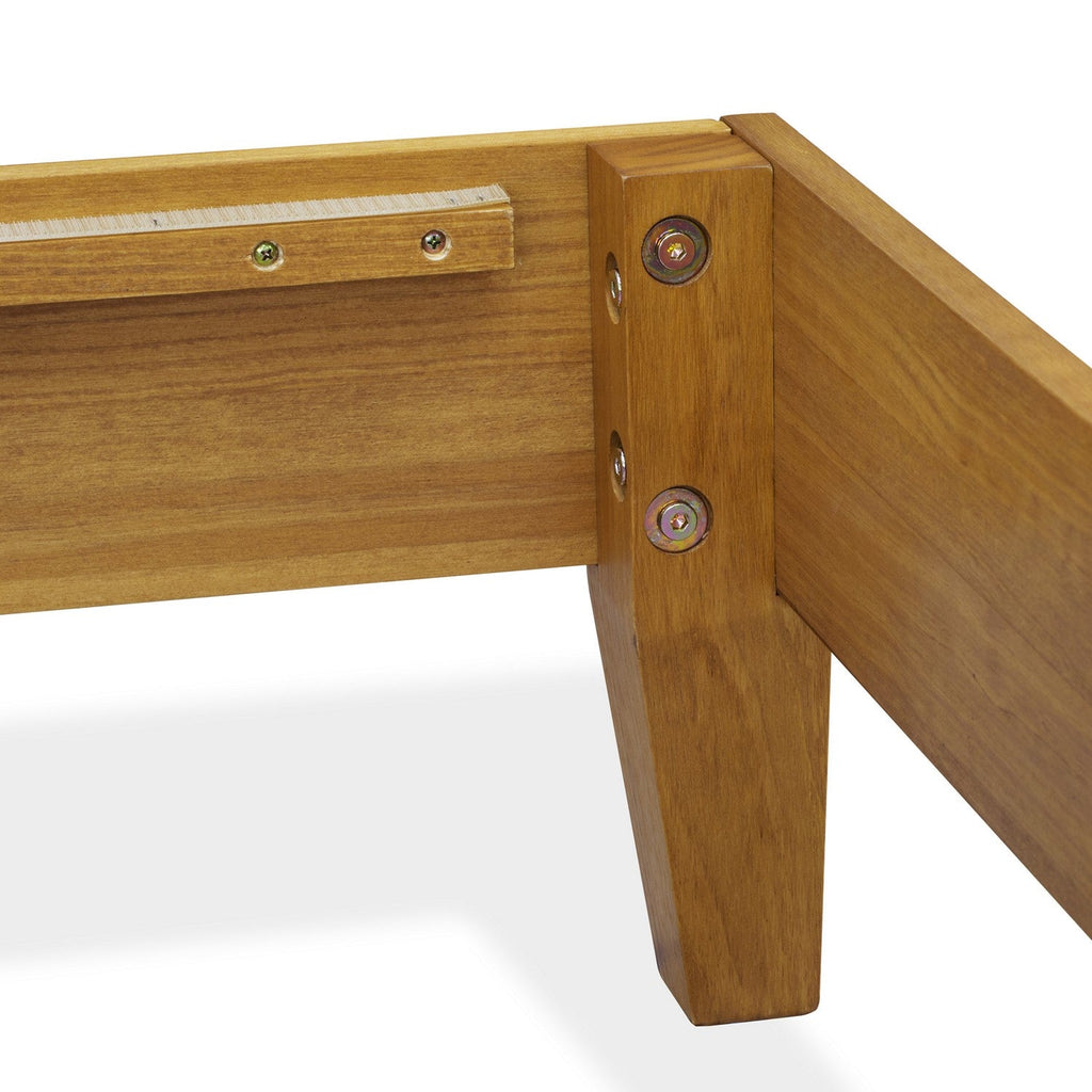 Marco de cama tamaño king East West Furniture NVP-23-K con 4 patas de madera noble y 2 patas centrales adicionales - Acabado en roble