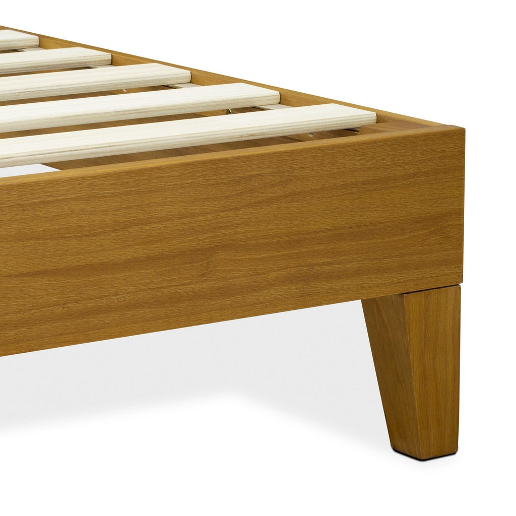 Marco de cama tamaño king East West Furniture NVP-23-K con 4 patas de madera noble y 2 patas centrales adicionales - Acabado en roble