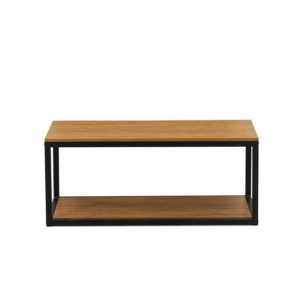 East West Furniture NWCTB01 Norwich Coffee Table - Rectangle Mid Century Modern Side Table with 2 Tier  for Bedroom