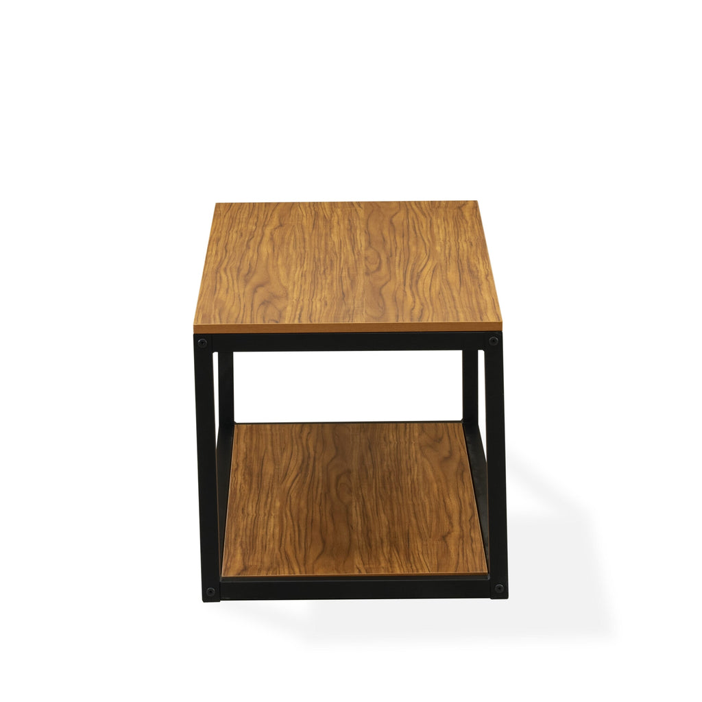 East West Furniture NWCTB01 Norwich Coffee Table - Rectangle Mid Century Modern Side Table with 2 Tier  for Bedroom