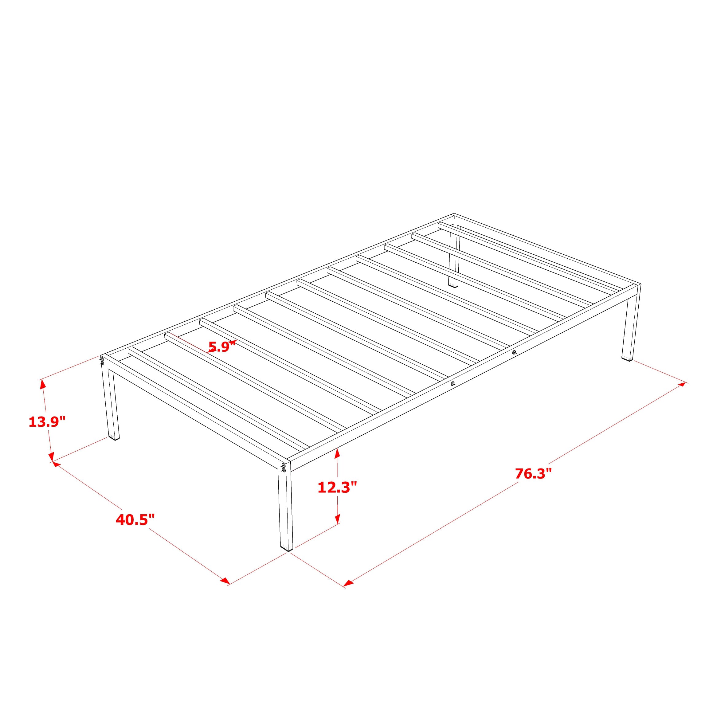 East West Furniture NWTBBLK Norwich Modern Bed Frame with 4 Metal Legs - Magnificent Bed in Powder Coating Black Color