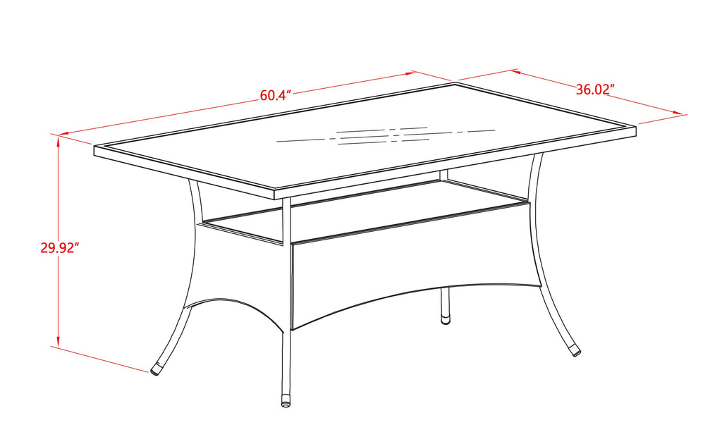 East West Furniture OSOS7-02A 7 Piece Wicker Patio Furniture Set Consist of a Rectangle Outdoor Table with Glass Top and 6 Balcony Backyard Armchair with Cushion