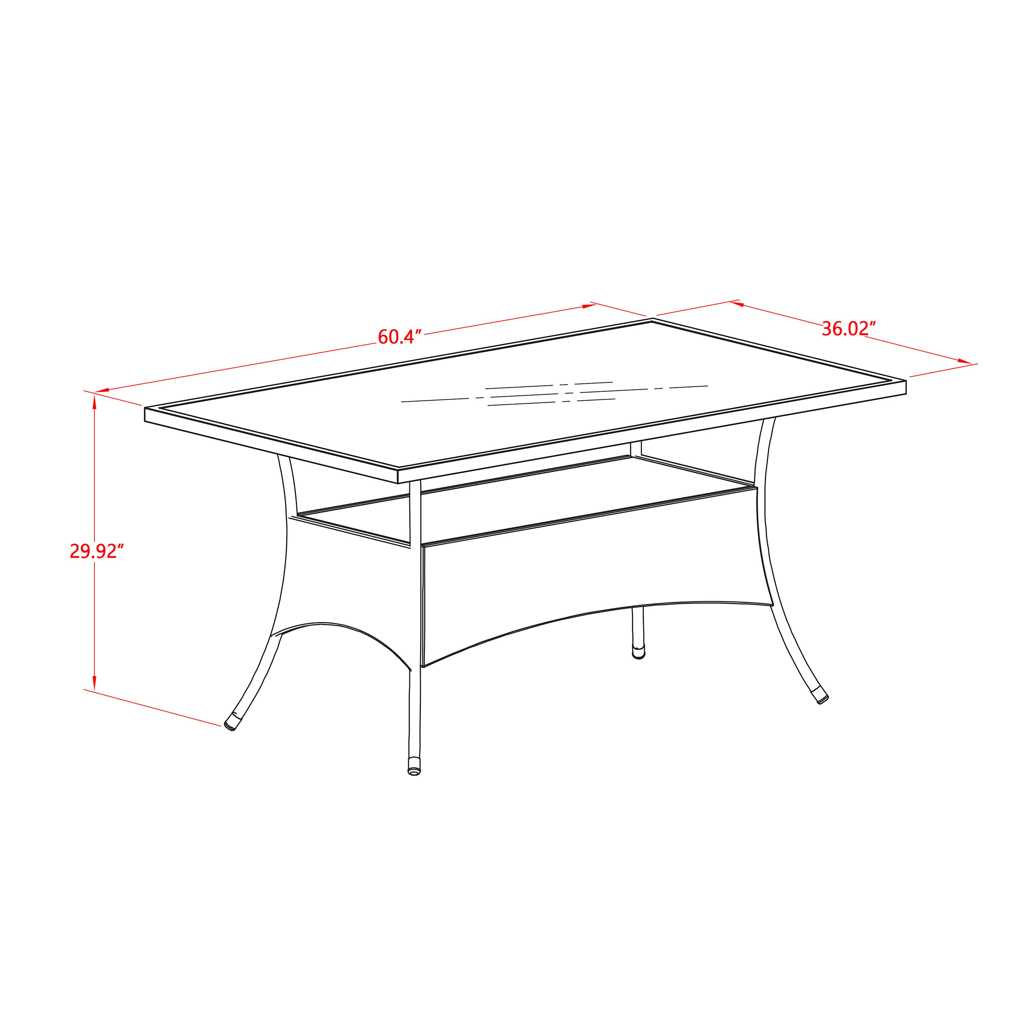 OSLTG03 OSLO PATIO TABLE WITH GLASS TOP, NATURAL LINEN WICKER
