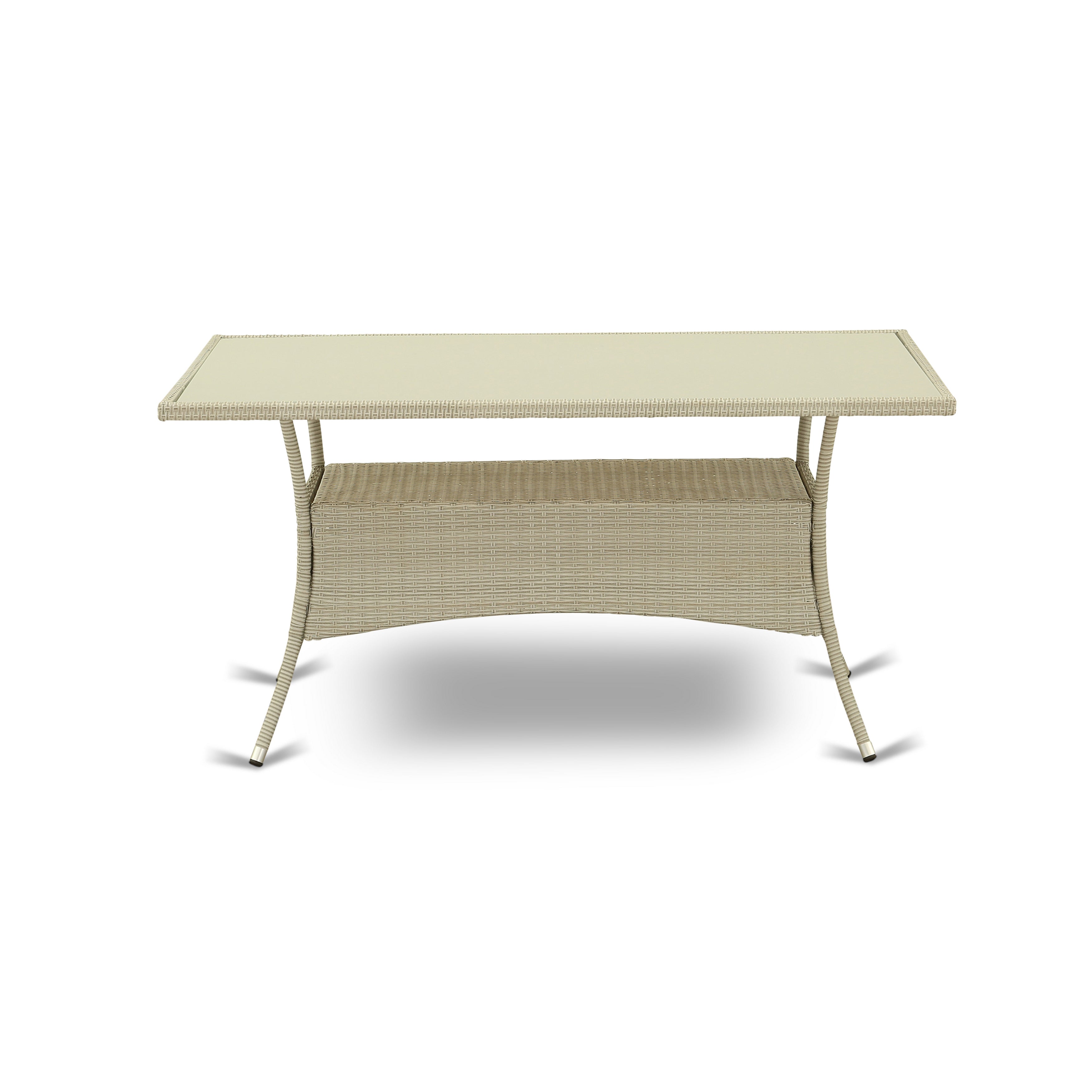 East West Furniture OSOS5-03A Conjunto de conversación para patio al aire libre de 5 piezas Incluye una mesa de comedor rectangular de mimbre con tapa de vidrio y 4 sillones para balcón y patio trasero con cojín