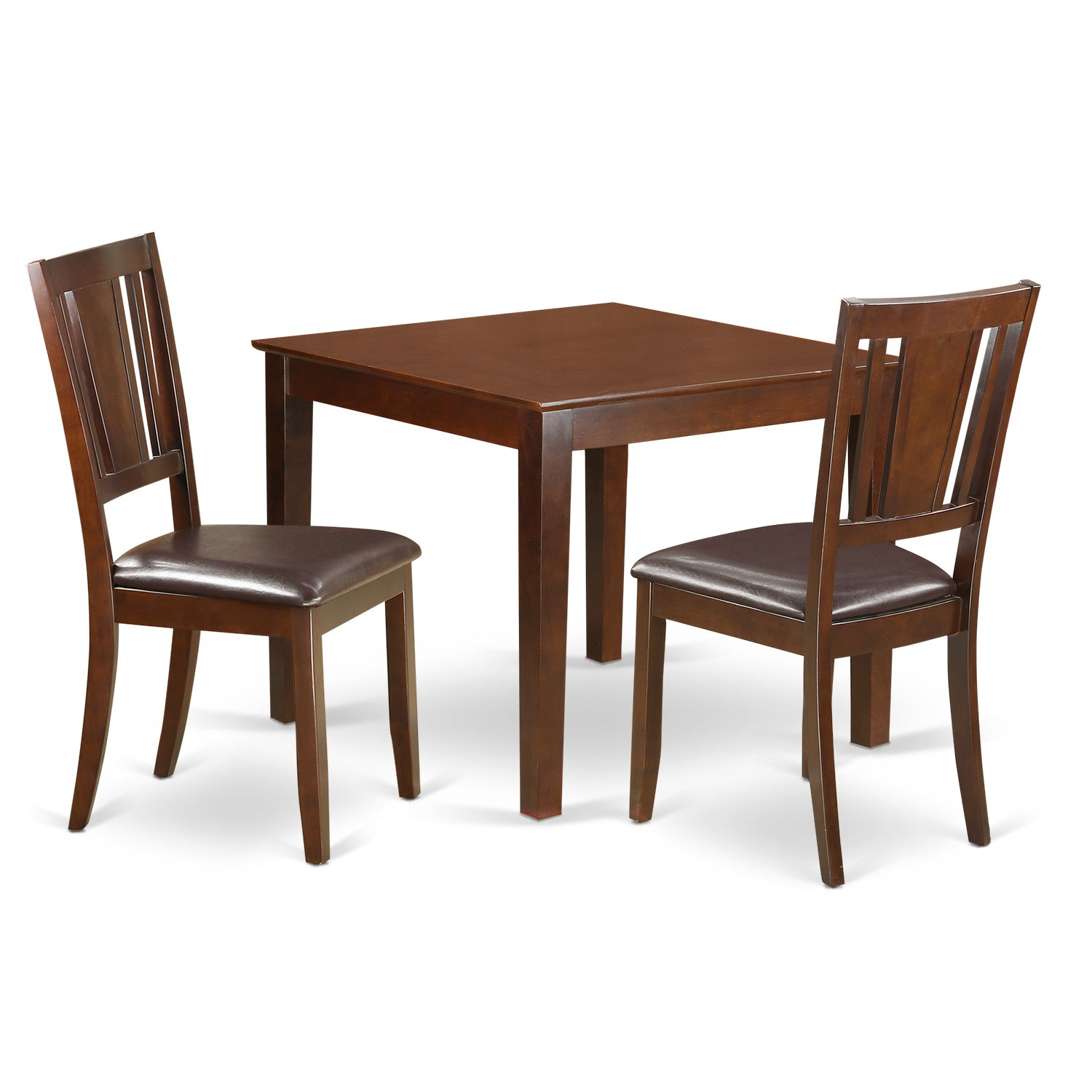 OXDU3-MAH-LC 3 Pcsmall Kitchen Table set with a Dining Table and 2 Dining Chairs in Mahogany