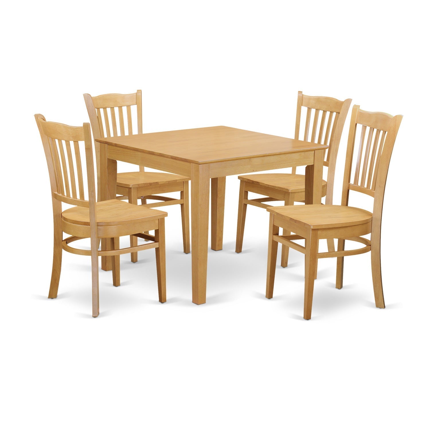 OXGR5-OAK-W 5 PC Kitchen Table set - Kitchen dinette Table and 4 Dining Chairs