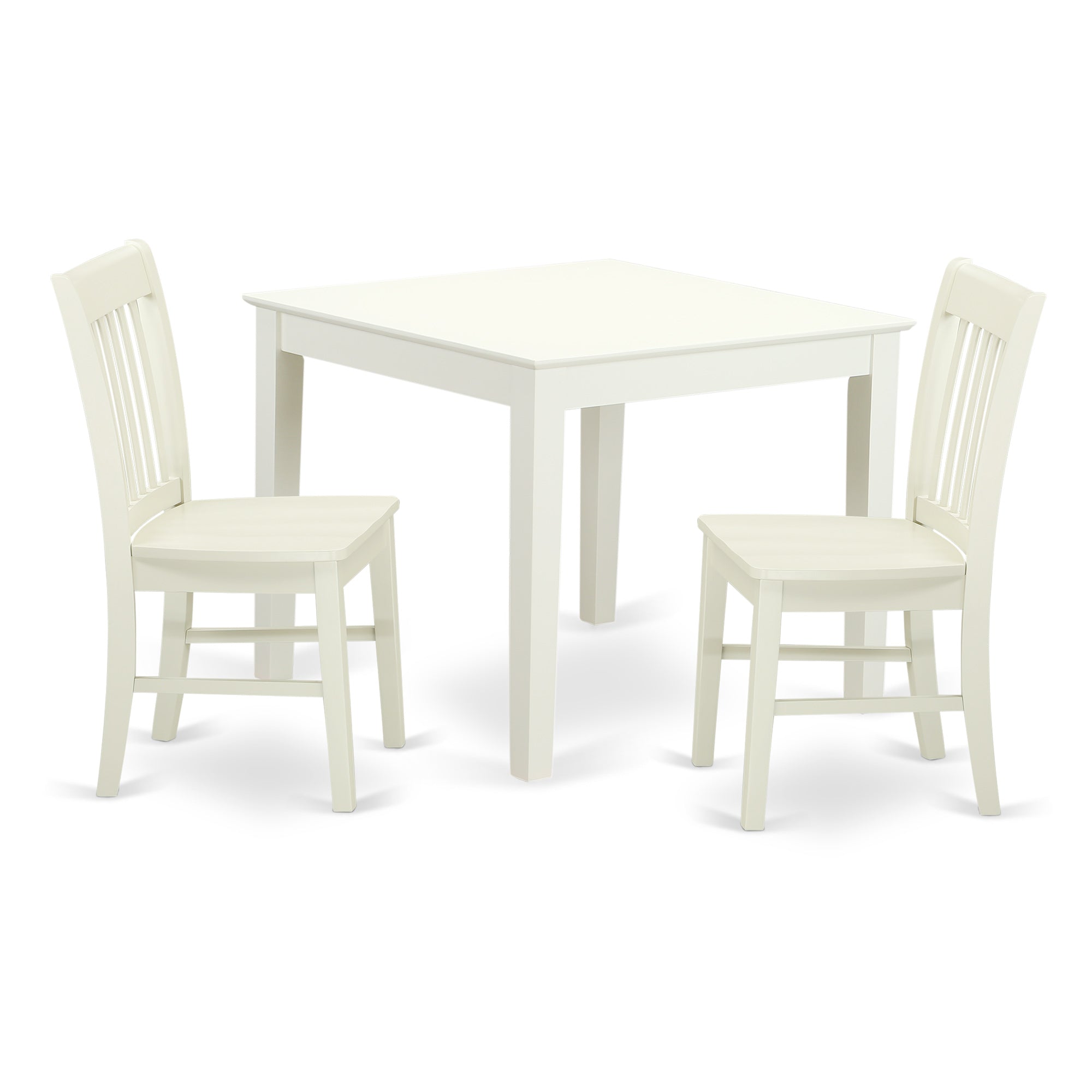 OXNO3-LWH-W 3-Piece Dinette table set - Table and 2 wood seat dining chairs in Linen White finish
