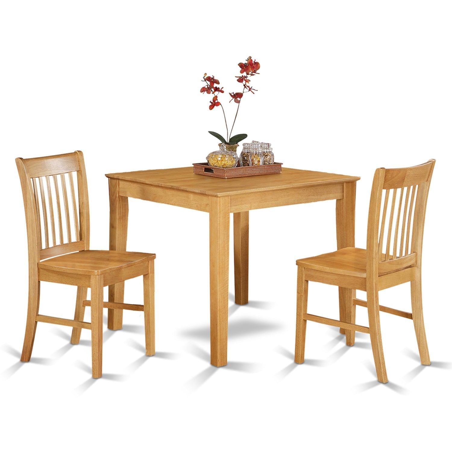 OXNO3-OAK-W 3 Pc small Kitchen Table set - square Kitchen Table and 2 dinette Chairs