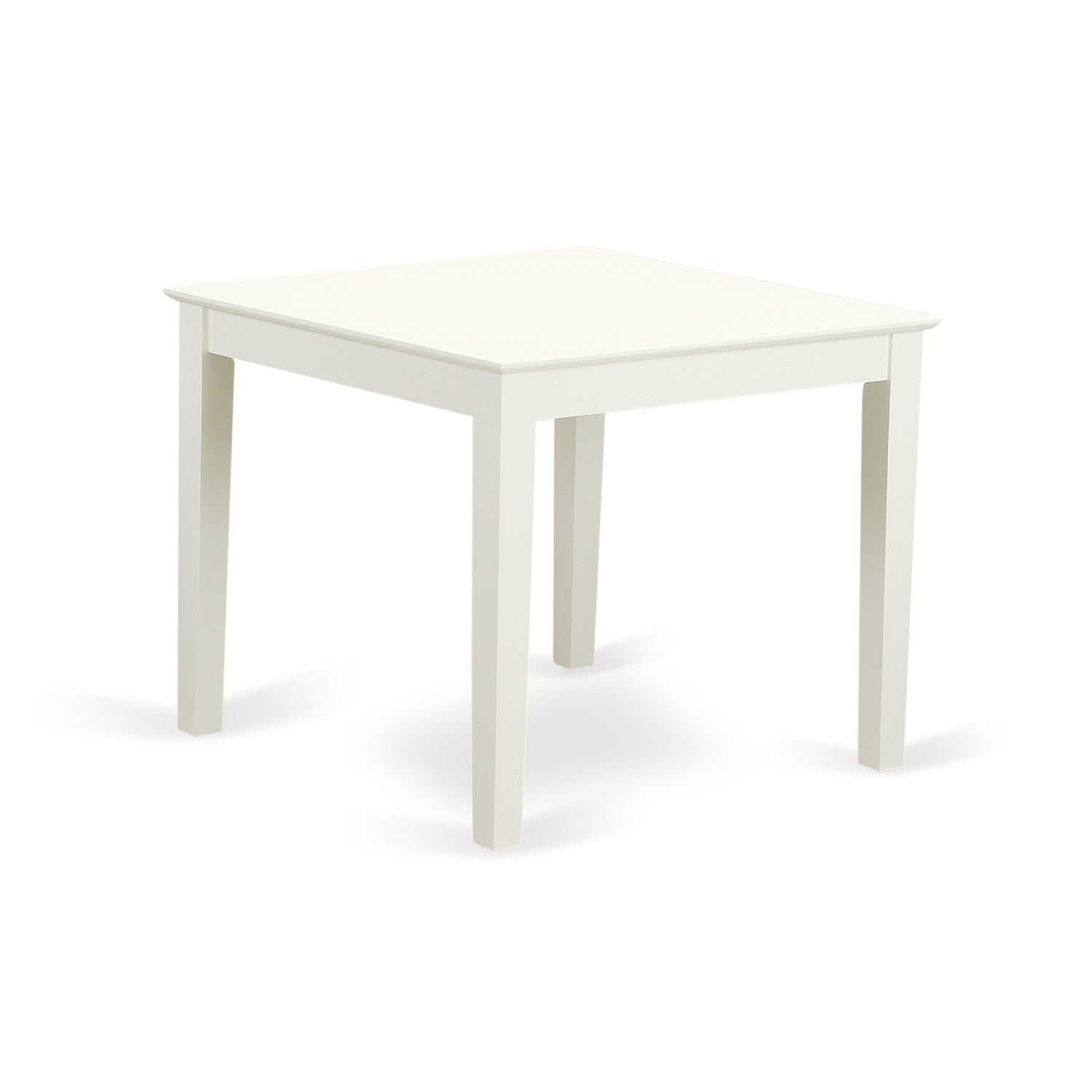 Juego de mesa de cocina de 3 piezas OXDO3-LWH-W de East West Furniture para espacios pequeños. Contiene una mesa de comedor cuadrada y dos sillas de comedor.