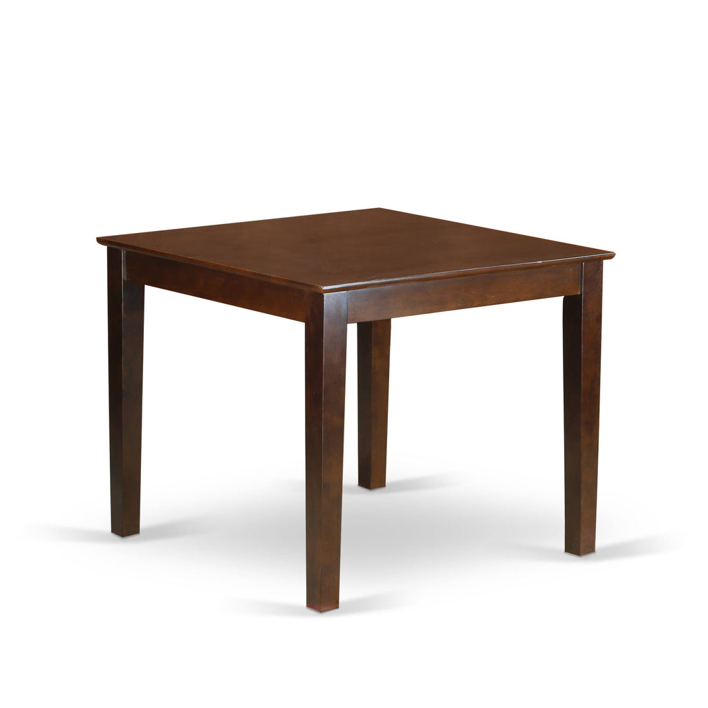 East West Furniture OXAB3-MAH-72 3 Piece Dining Table Set for Small Spaces Contains a Square Dining Room Table and 2 Firebrick Red Faux Leather Upholstered Chairs