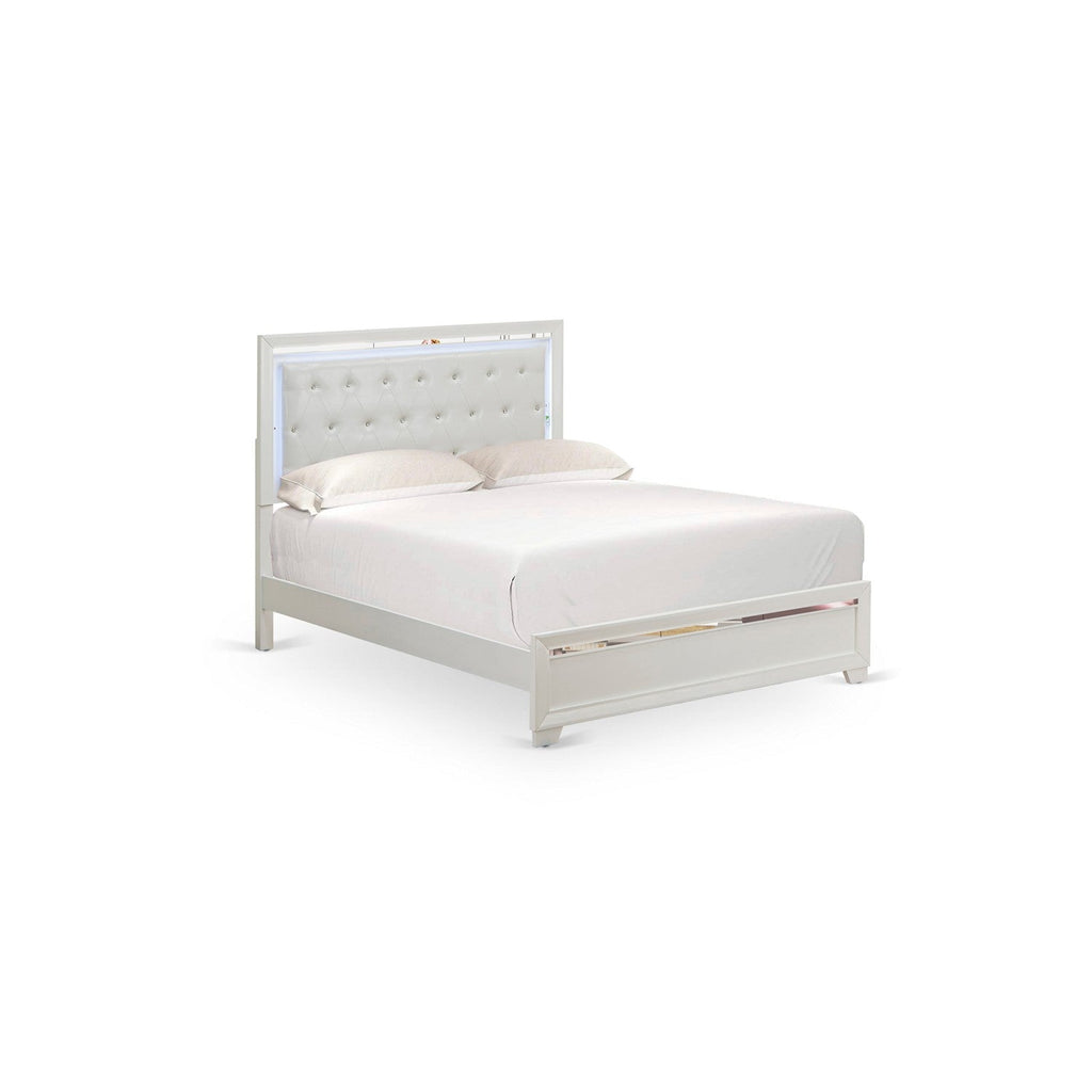 East West Furniture PA05-QDMC00 Pandora 4-Piece Wooden Bedroom Set with a Queen Bed Frame