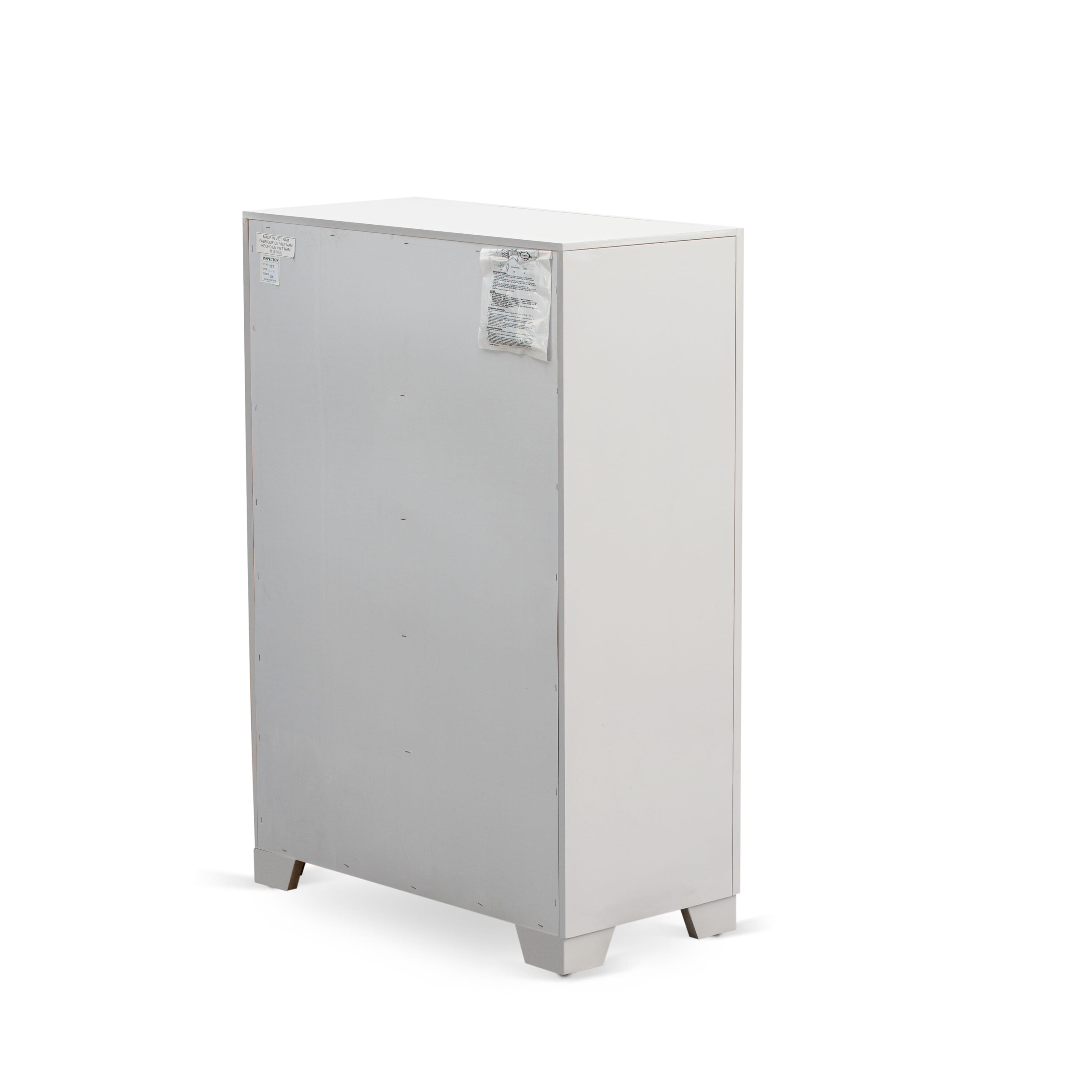 Juego de dormitorio Pandora de 3 piezas, tamaño Queen, con cama Queen, mesita de noche de mediados de siglo y cómoda con cajones, acabado blanco, PA05-Q1NC00 de East West Furniture