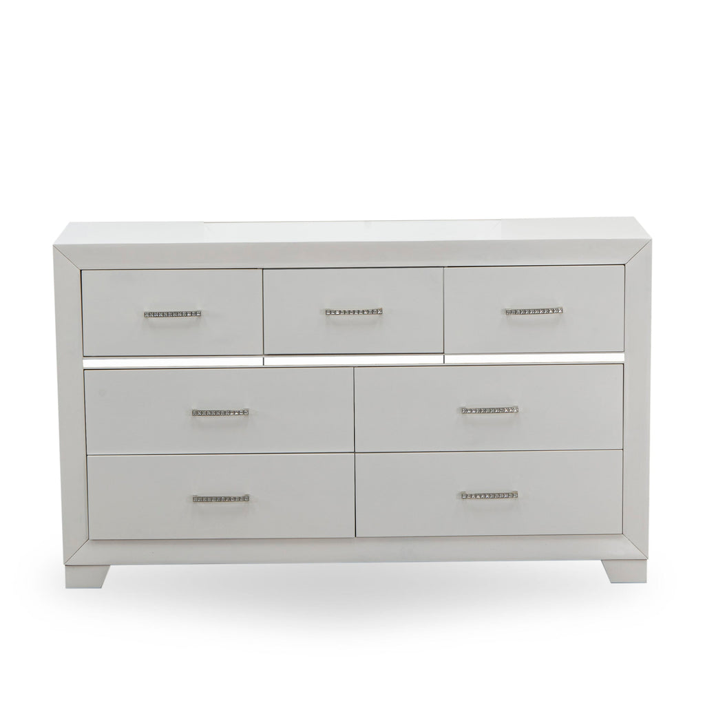 East West Furniture PA05-Q2NDM0 Pandora 5-Piece Queen Bedroom Set with a Bed Frame 2 Nightstand Modern, Bedroom Dressers and Mirror - White Finish