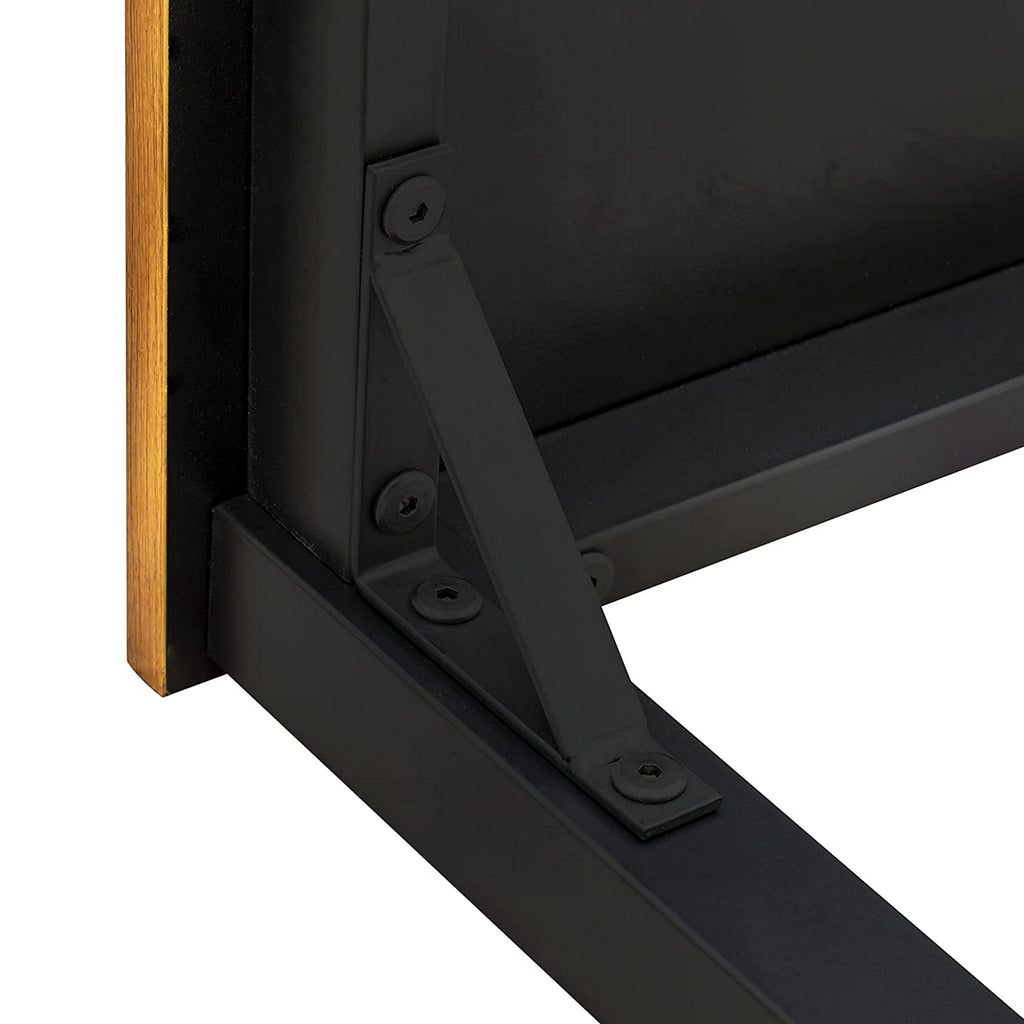 Juego de comedor de 3 piezas con estructura de metal PADSB01 de East West Furniture para espacios pequeños. Contiene una mesa rectangular y 2 bancos.
