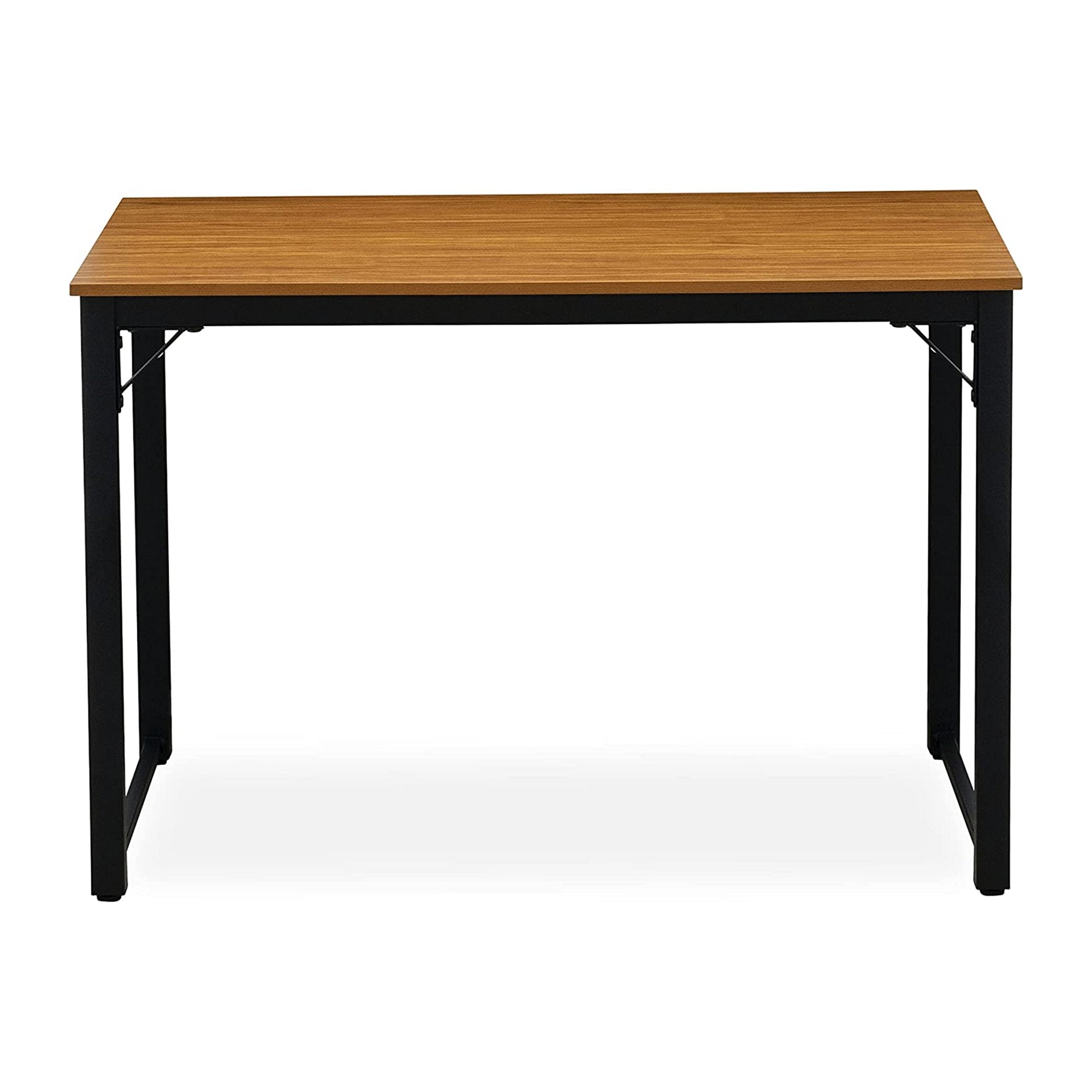 East West Furniture PADSB01 Parmer 3 Piece Kitchen Set - 1 Modern Dining Table and 2 Mid Century Benches - Dining Table & Chairs Set in Powder Coating Black Color and Brown Wood Laminate