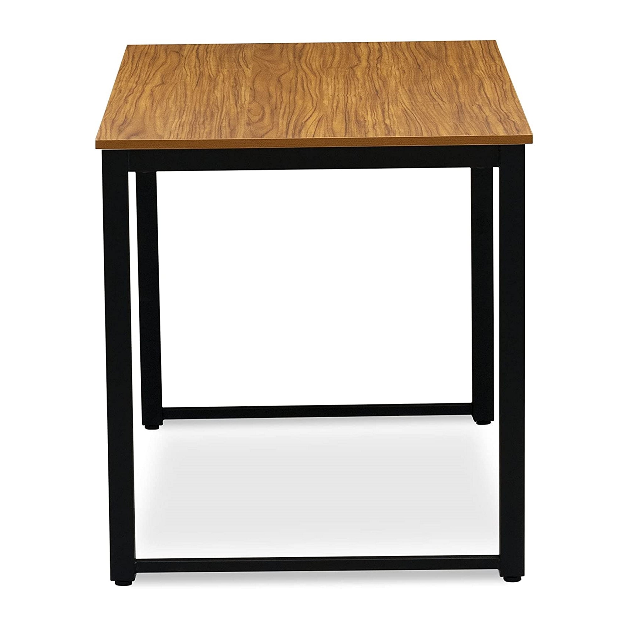 East West Furniture PADSB01 Parmer 3 Piece Kitchen Set - 1 Modern Dining Table and 2 Mid Century Benches - Dining Table & Chairs Set in Powder Coating Black Color and Brown Wood Laminate