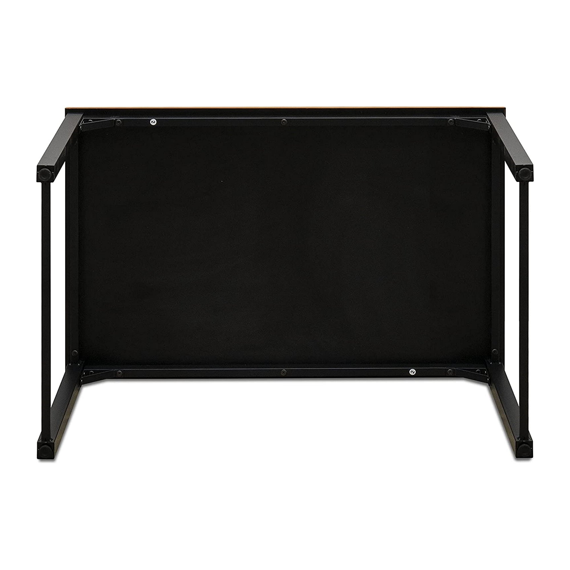 East West Furniture PADSB01 Parmer 3 Piece Kitchen Set - 1 Modern Dining Table and 2 Mid Century Benches - Dining Table & Chairs Set in Powder Coating Black Color and Brown Wood Laminate
