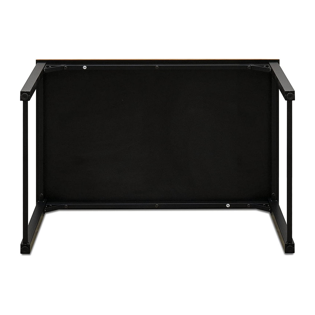 Juego de comedor de 3 piezas con estructura de metal PADSB01 de East West Furniture para espacios pequeños. Contiene una mesa rectangular y 2 bancos.