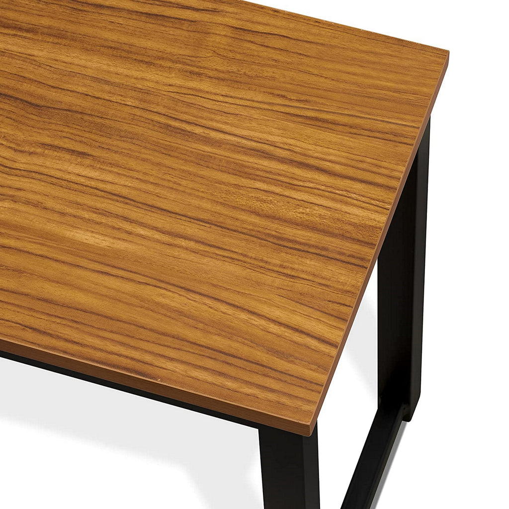 Juego de comedor de 3 piezas con estructura de metal PADSB01 de East West Furniture para espacios pequeños. Contiene una mesa rectangular y 2 bancos.