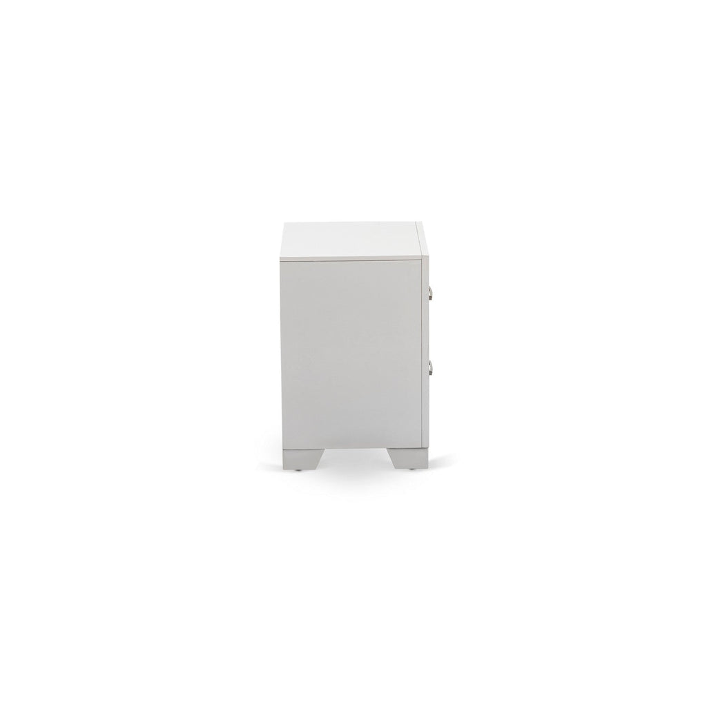 Juego de dormitorio Pandora de 3 piezas East West Furniture PA05-Q2N000 con cama tamaño queen y 2 mesitas de noche modernas de madera, acabado blanco