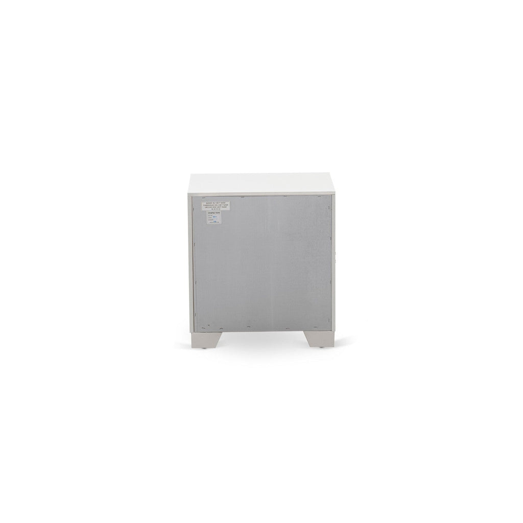 Juego de dormitorio Pandora de 3 piezas East West Furniture PA05-Q2N000 con cama tamaño queen y 2 mesitas de noche modernas de madera, acabado blanco