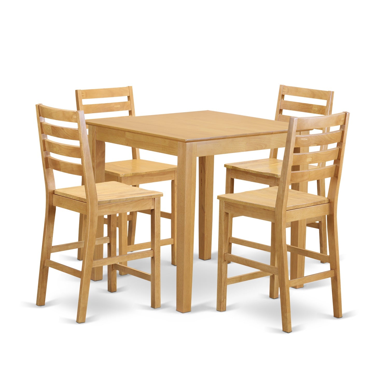 PBCF5-OAK-W 5 Pc counter height set - high top Table and 4 counter height Chairs.
