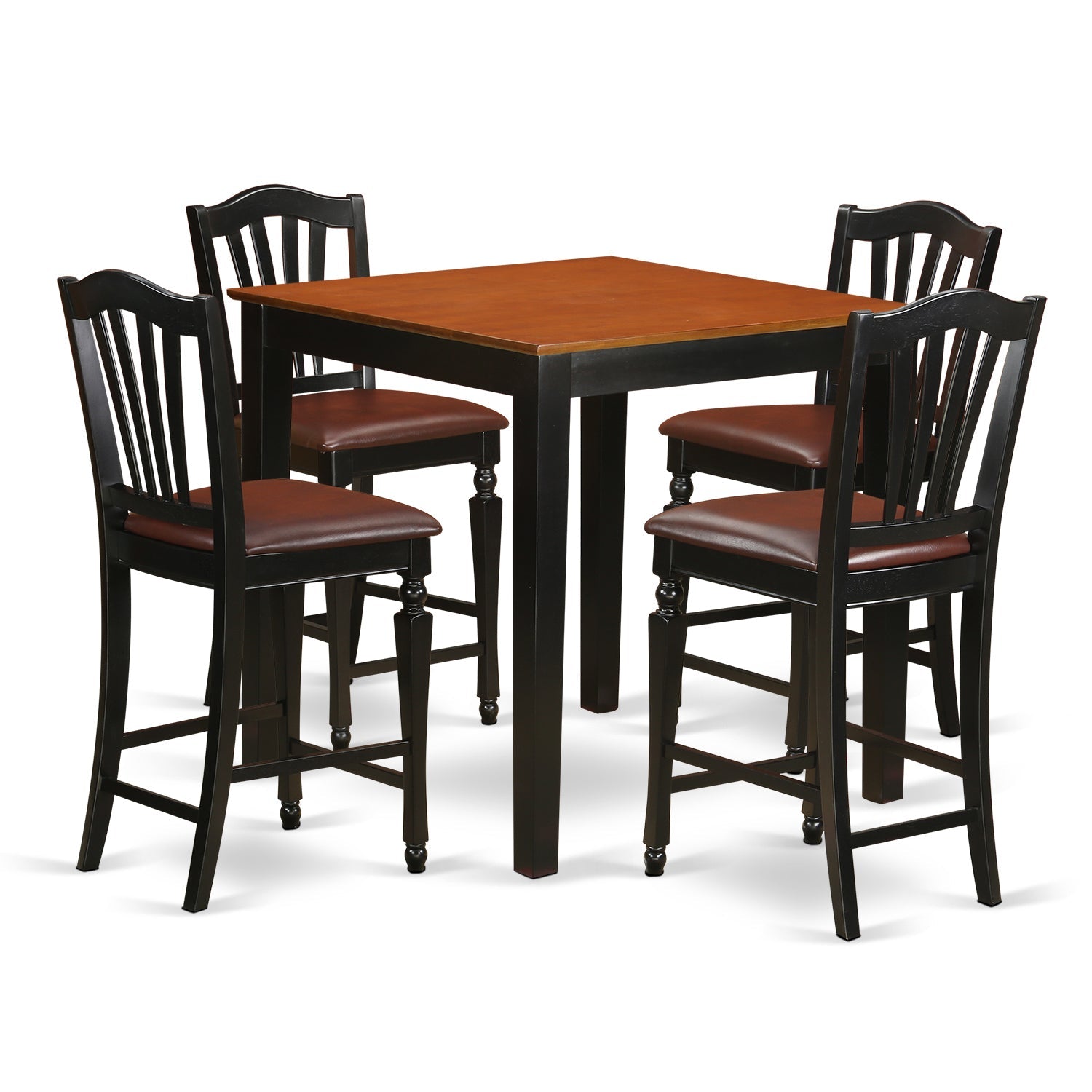 PBCH5-BLK-LC 5 Pc counter height Kitchen table set - Kitchen dinette Table and 4 Kitchen Dining chair.