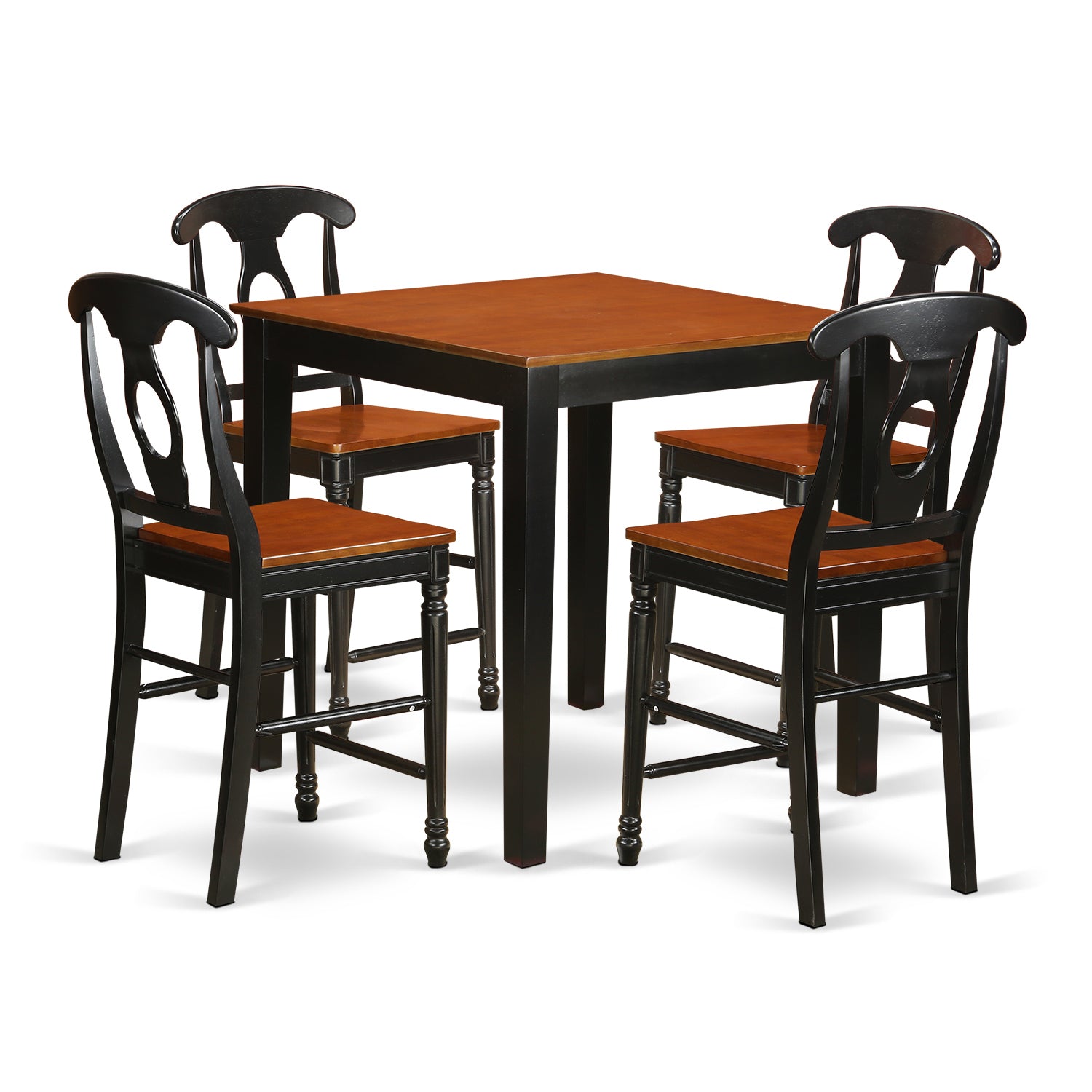 PBKE5-BLK-W 5 Pc Dining counter height set-pub Table and 4 Dining Chairs.