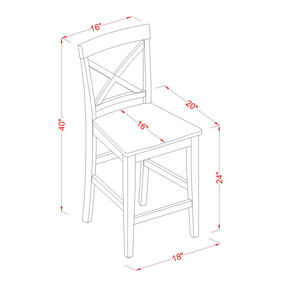 Juego de pub de 3 piezas East West Furniture JAPB3-OAK-W con altura de mostrador para espacios pequeños. Contiene una mesa de cocina redonda con pedestal y 2 sillas de comedor.