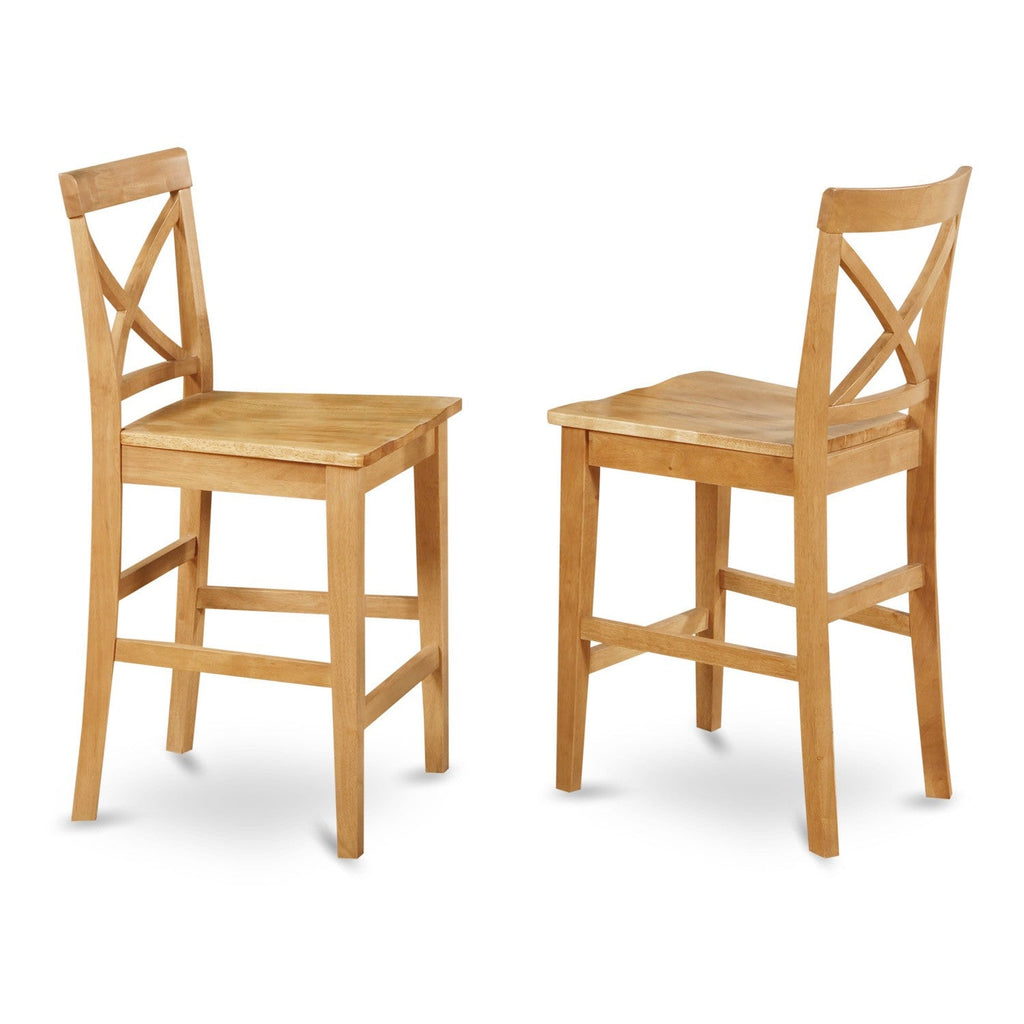 Juego de pub de 3 piezas East West Furniture JAPB3-OAK-W con altura de mostrador para espacios pequeños. Contiene una mesa de cocina redonda con pedestal y 2 sillas de comedor.