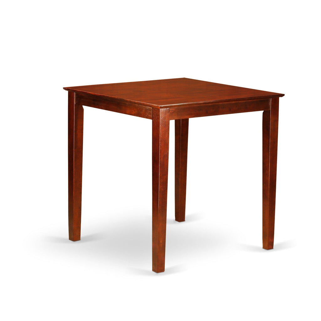 East West Furniture PUBS3-BRN-C 3 Piece Counter Height Dining Set for Small Spaces Contains a Square Kitchen Table and 2 Linen Fabric Dining Room Chairs